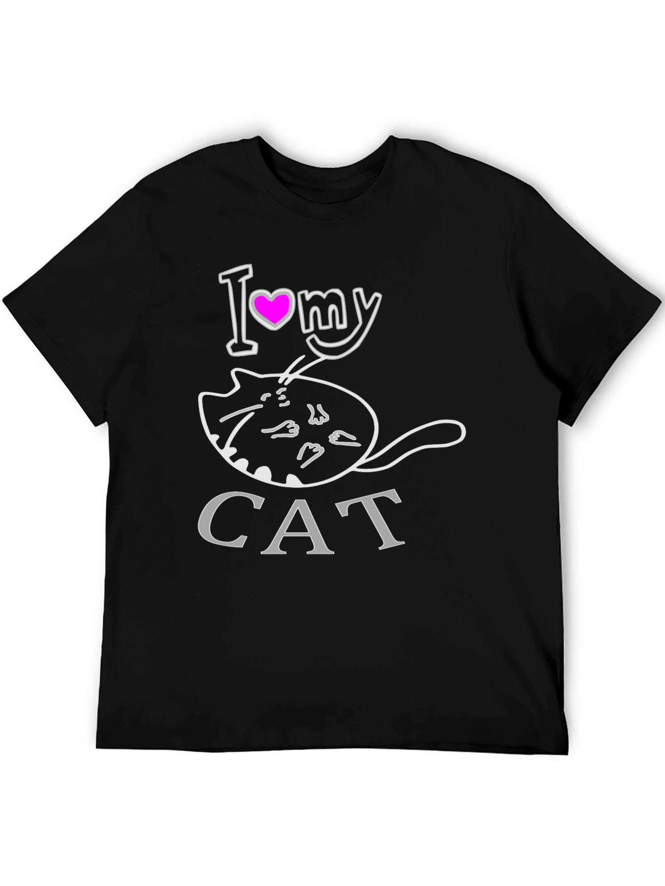 I Heart My Cat T-Shirt - Black Graphic Tee