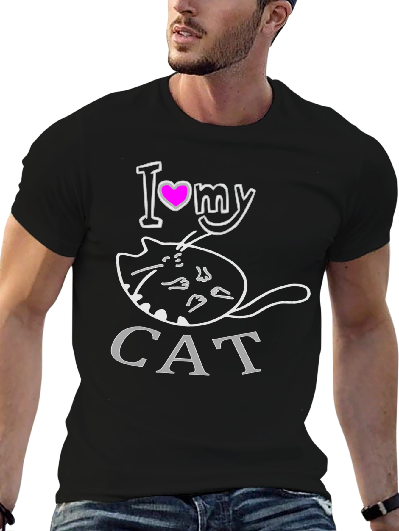 I Heart My Cat T-Shirt - Black Graphic Tee