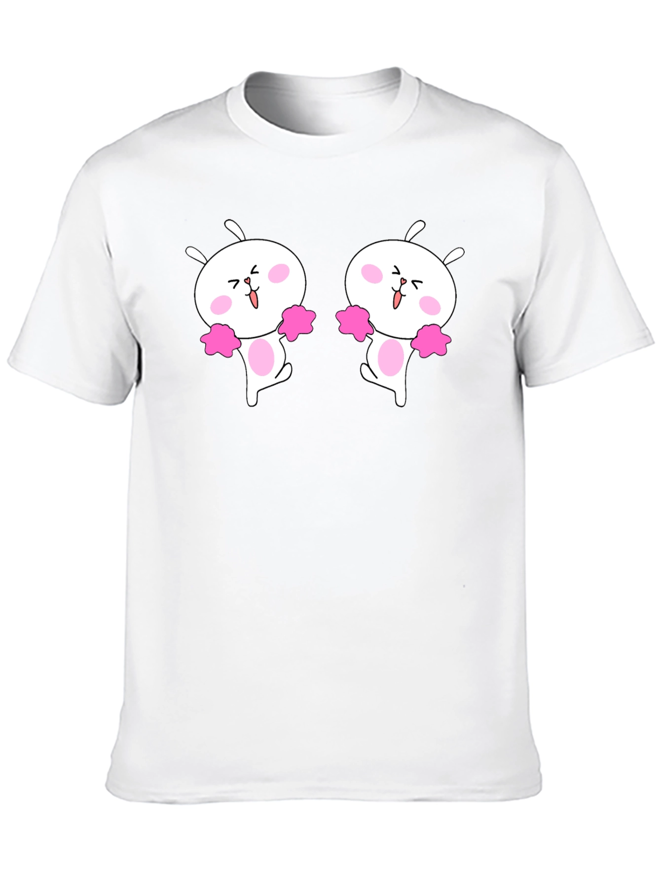 Cute Cheerleader Bunny Graphic Black T-Shirt