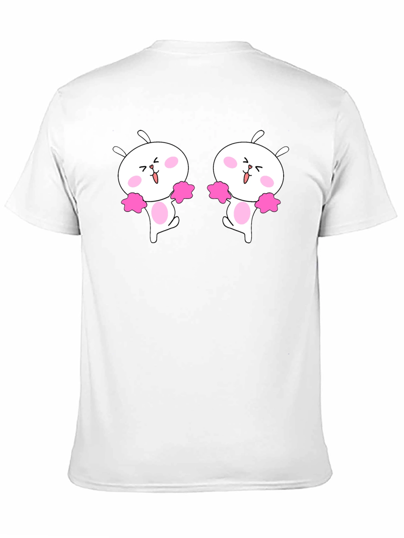 Cute Cheerleader Bunny Graphic Black T-Shirt