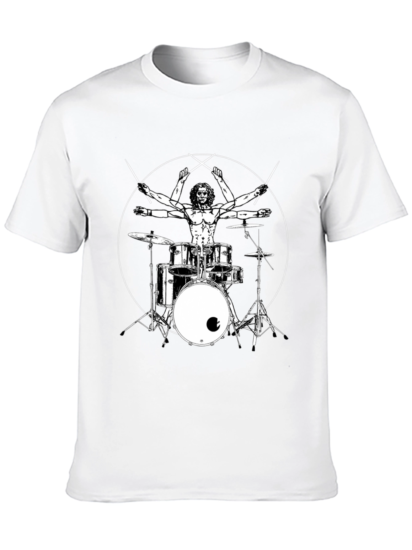 Drummer Vitruvian Man Black T-Shirt