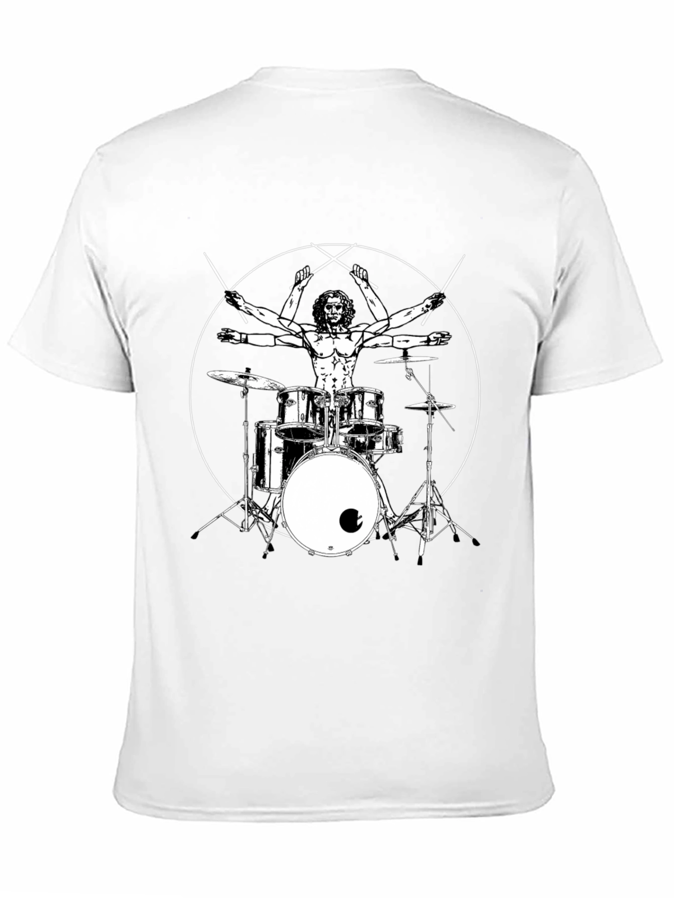 Drummer Vitruvian Man Black T-Shirt
