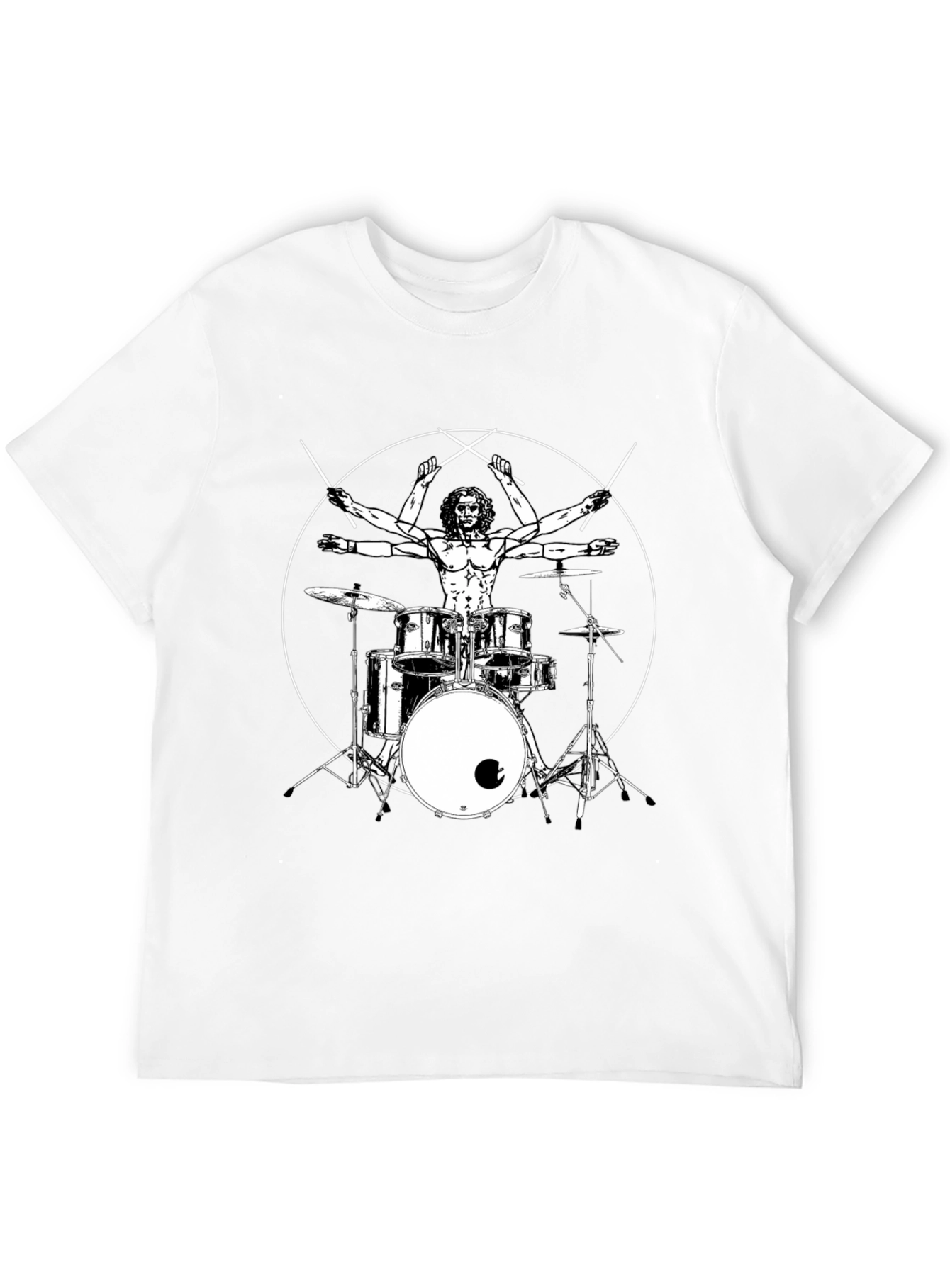 Drummer Vitruvian Man Black T-Shirt