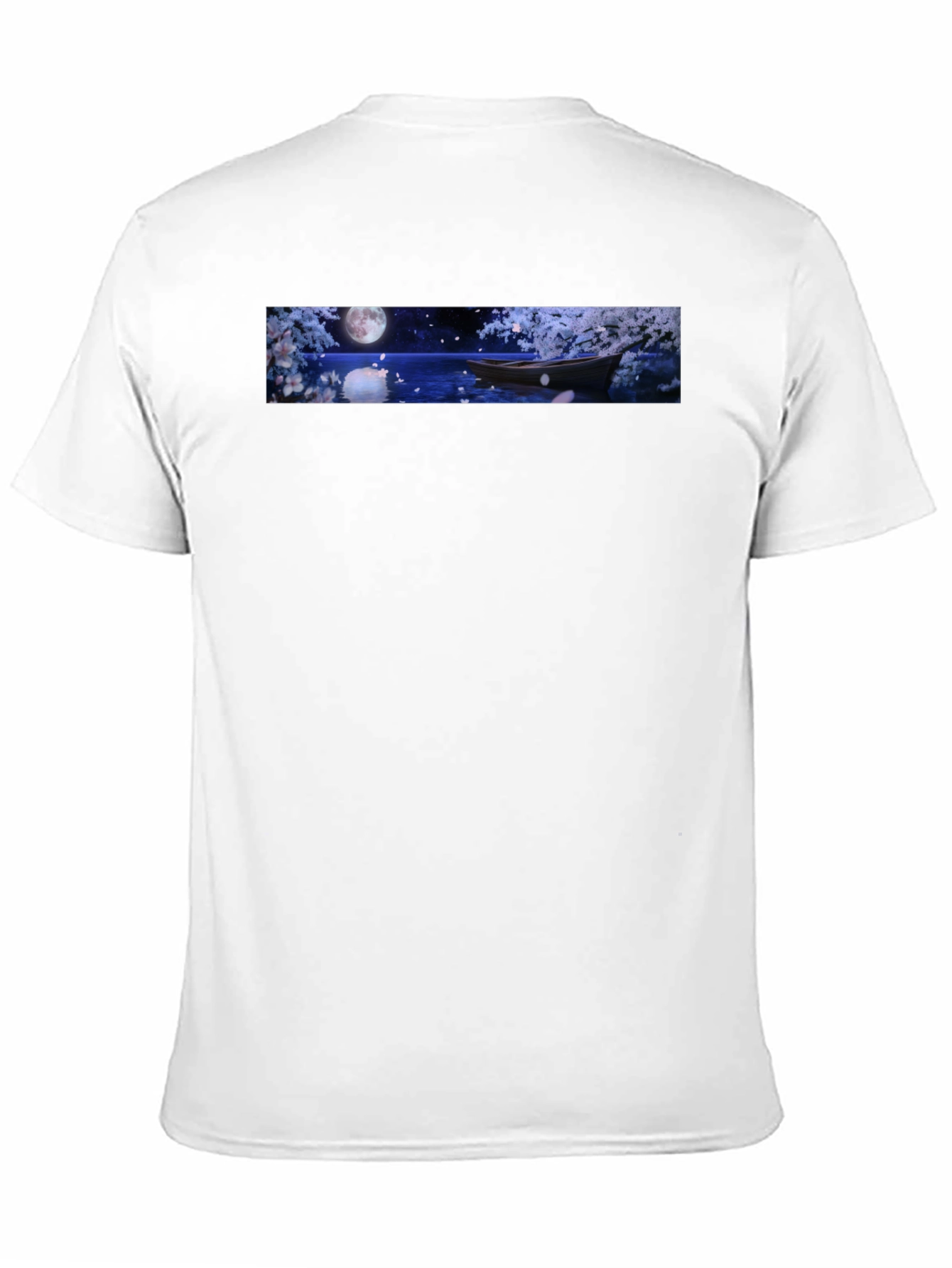 Moonlit Boat Graphic T-Shirt - Elegant Night Scene