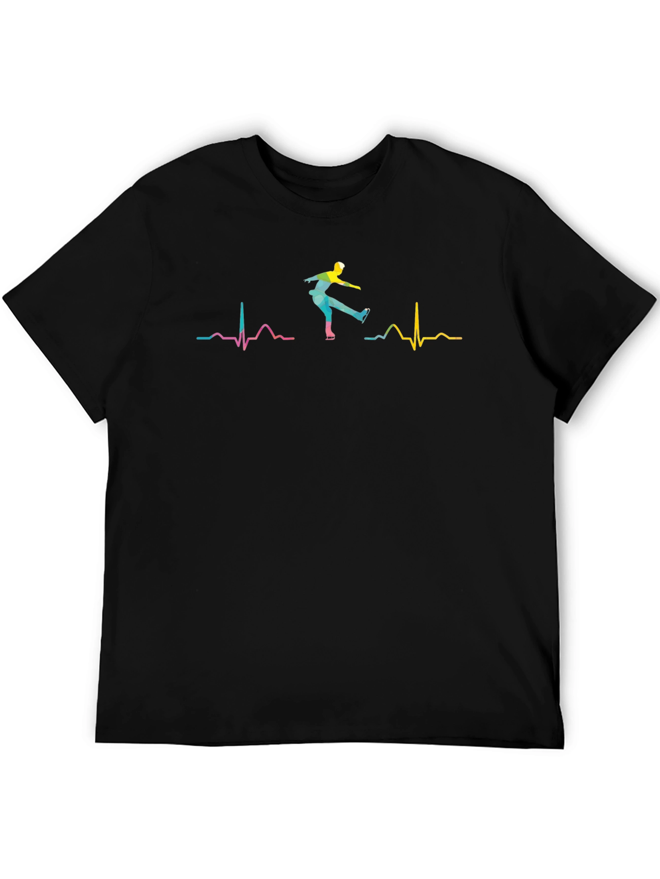 Ice Skating Heartbeat T-Shirt - Black