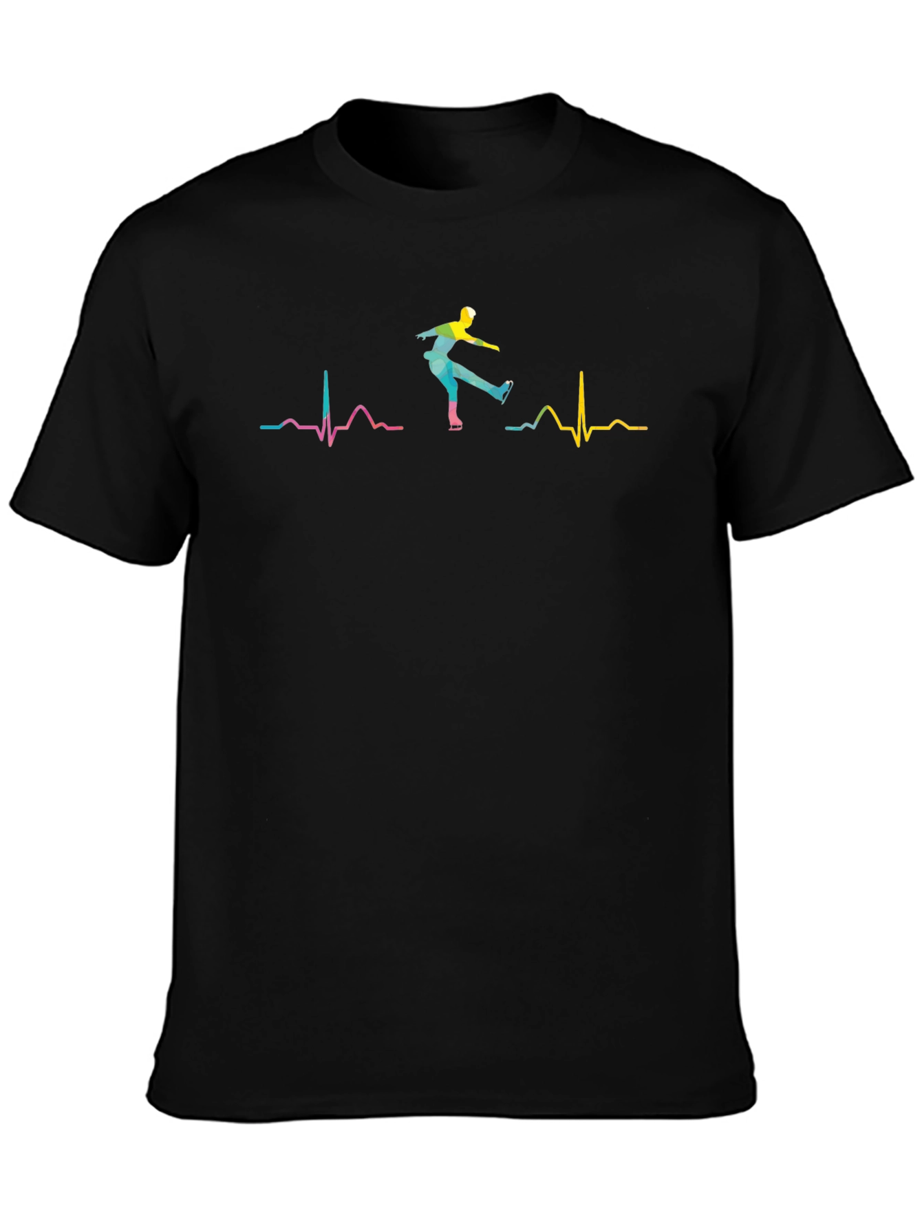 Ice Skating Heartbeat T-Shirt - Black
