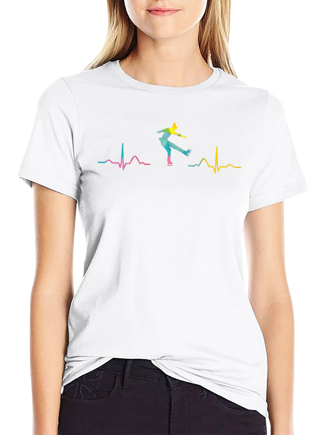 Ice Skating Heartbeat T-Shirt - Black