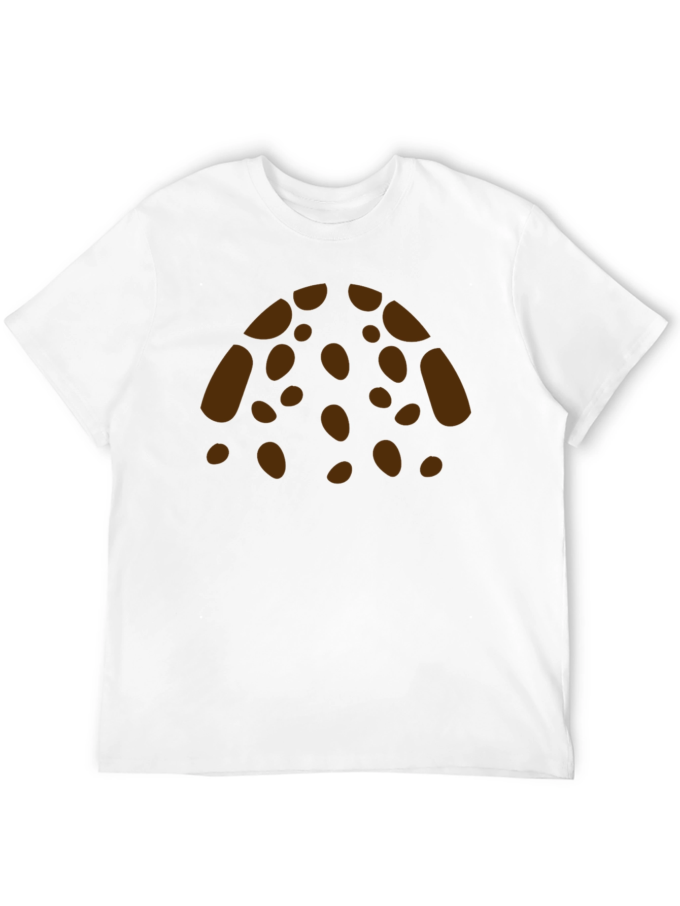 Graphic Print Crew Neck T-Shirt - Brown Spots Design