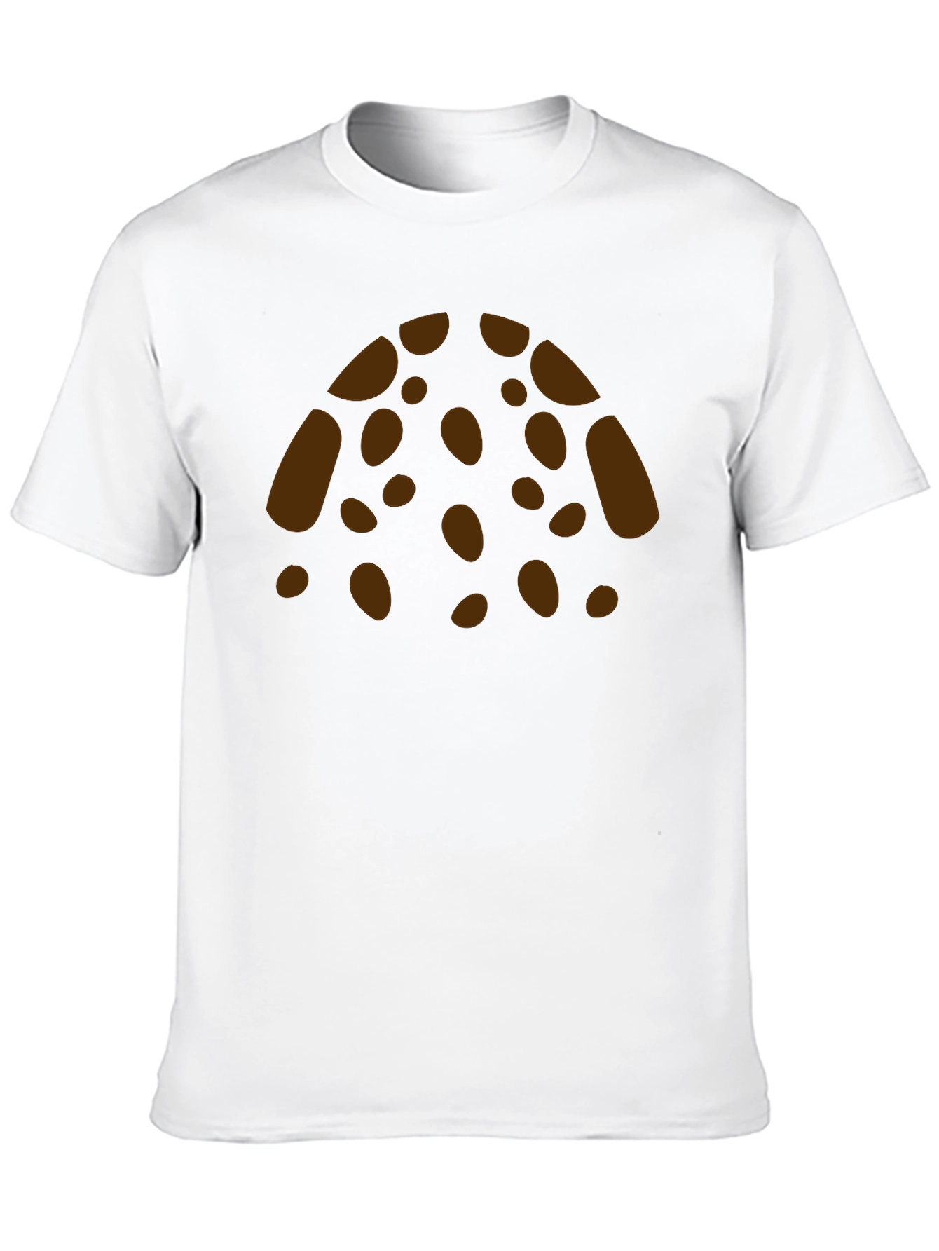 Graphic Print Crew Neck T-Shirt - Brown Spots Design