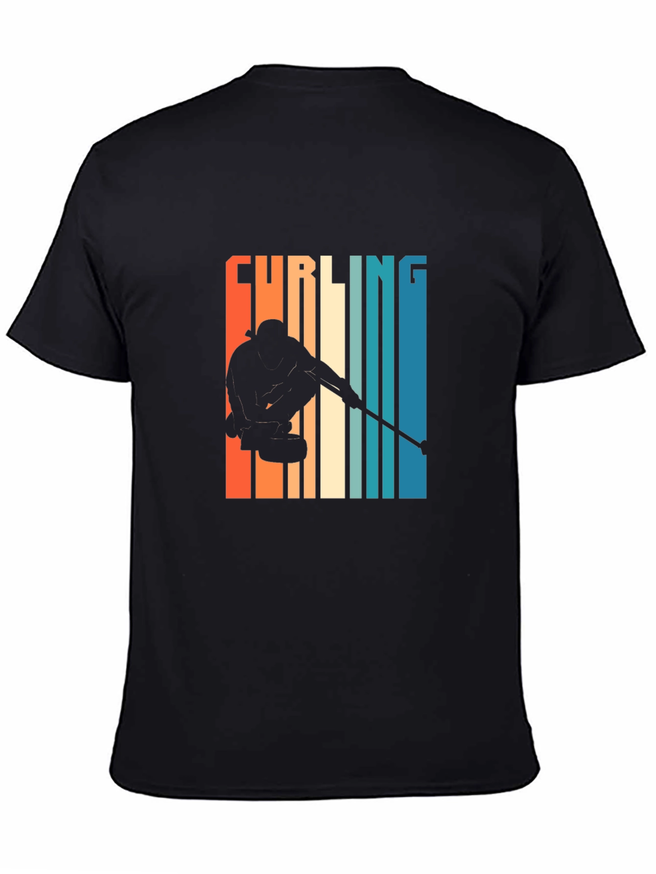 Curling Silhouette Graphic Tee - Retro Style