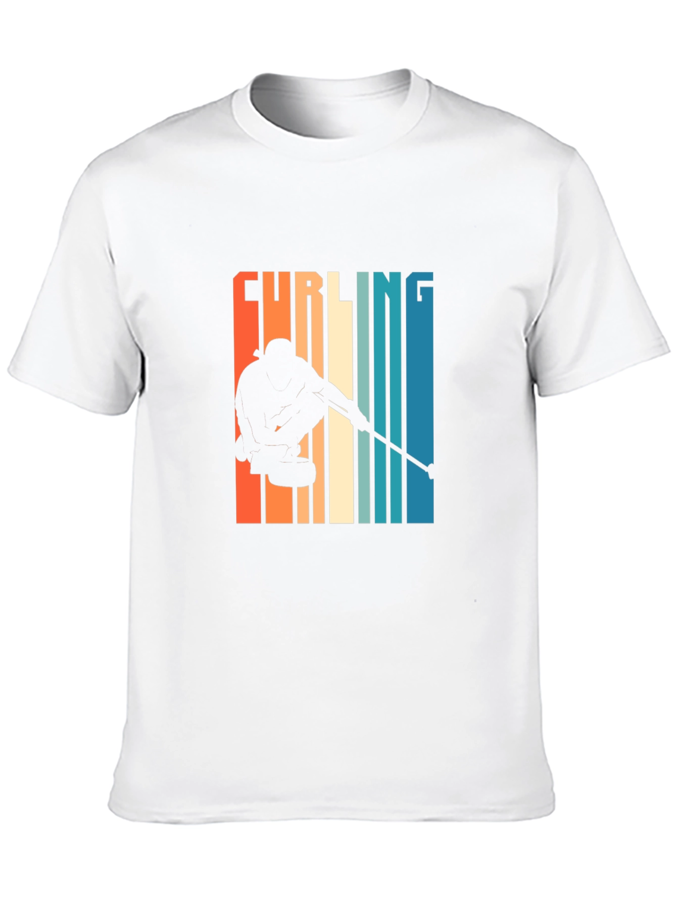 Curling Silhouette Graphic Tee - Retro Style