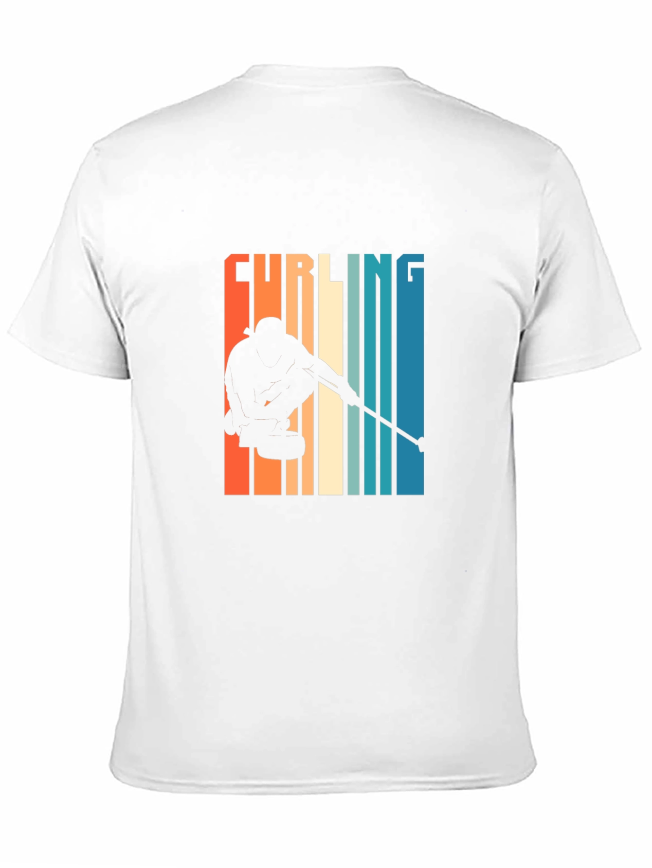 Curling Silhouette Graphic Tee - Retro Style