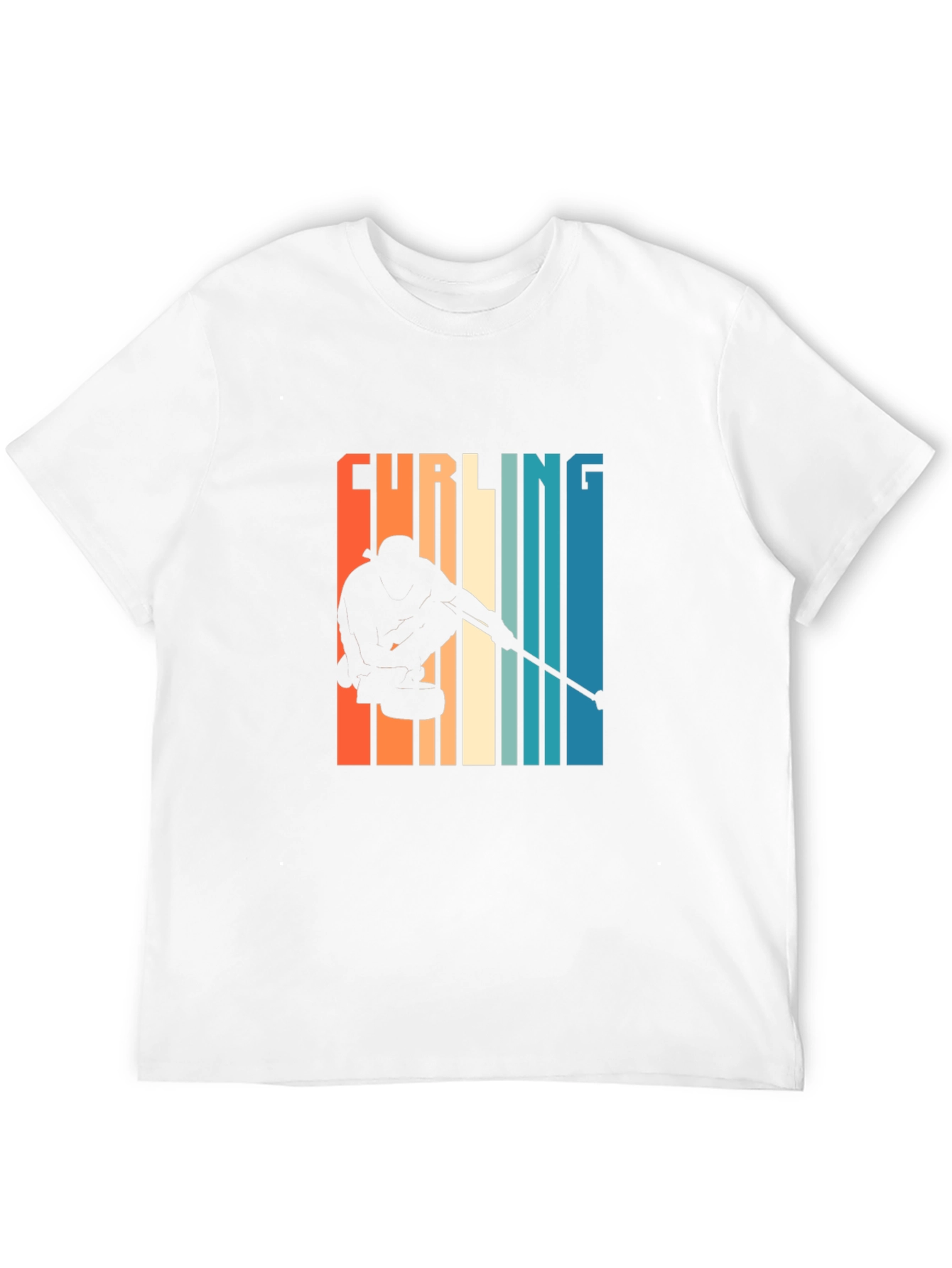 Curling Silhouette Graphic Tee - Retro Style