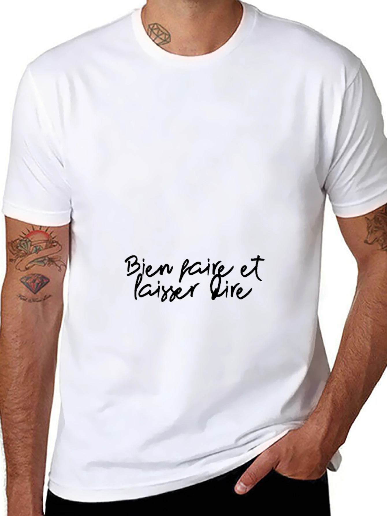 Mens Black T-Shirt with French Slogan