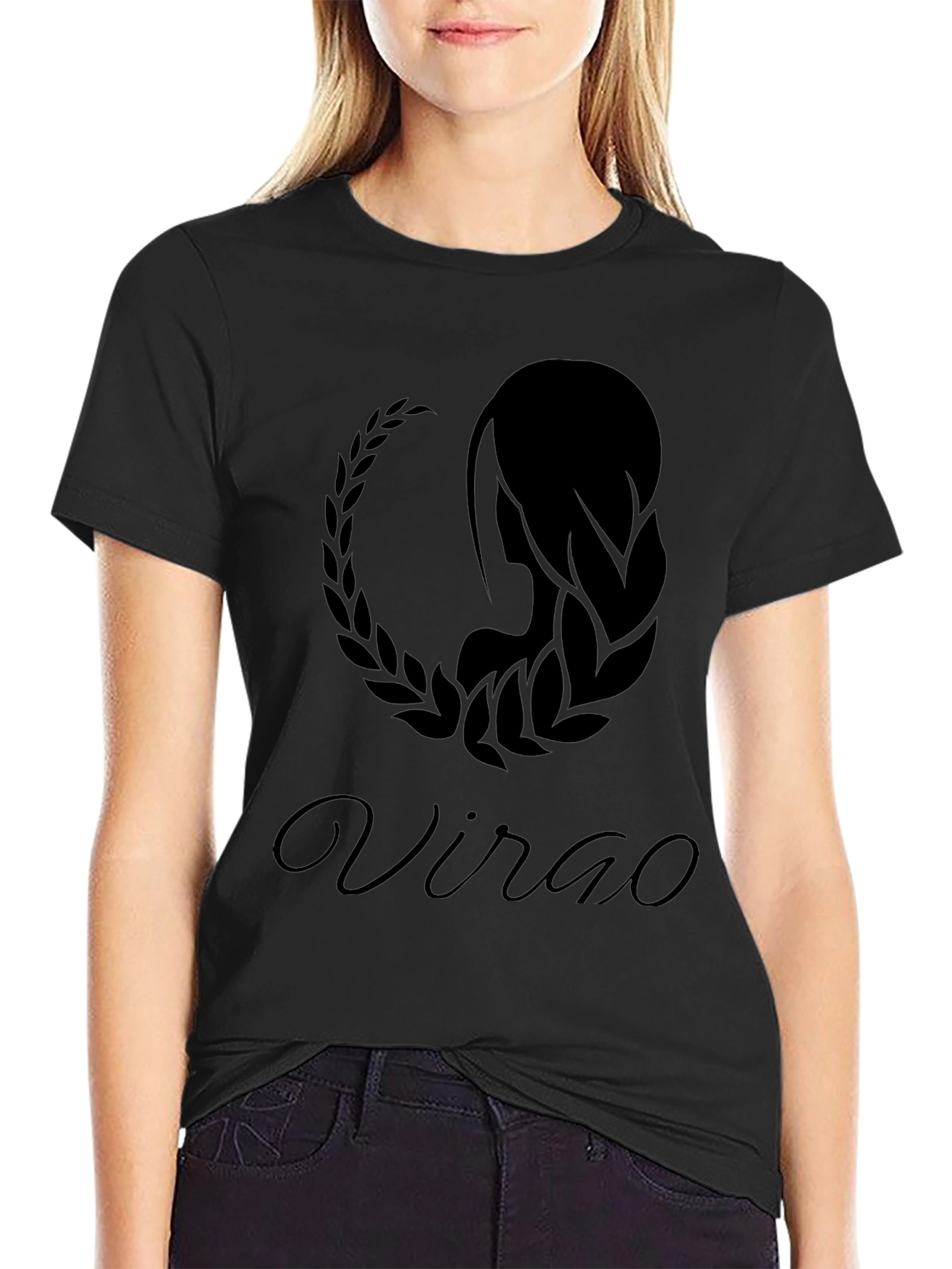 Virgo Zodiac Sign Black Graphic T-Shirt