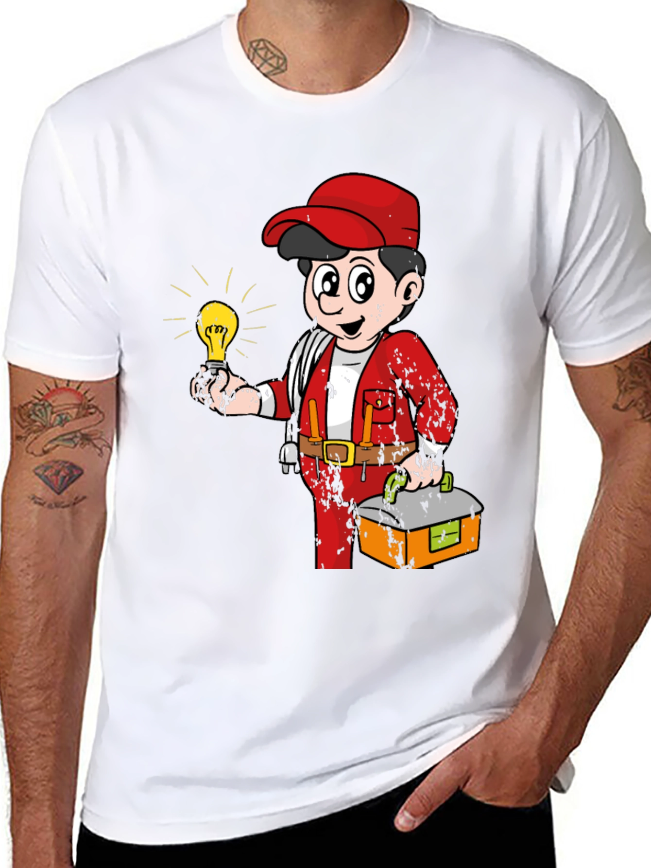 Electrician Cartoon Graphic Tee