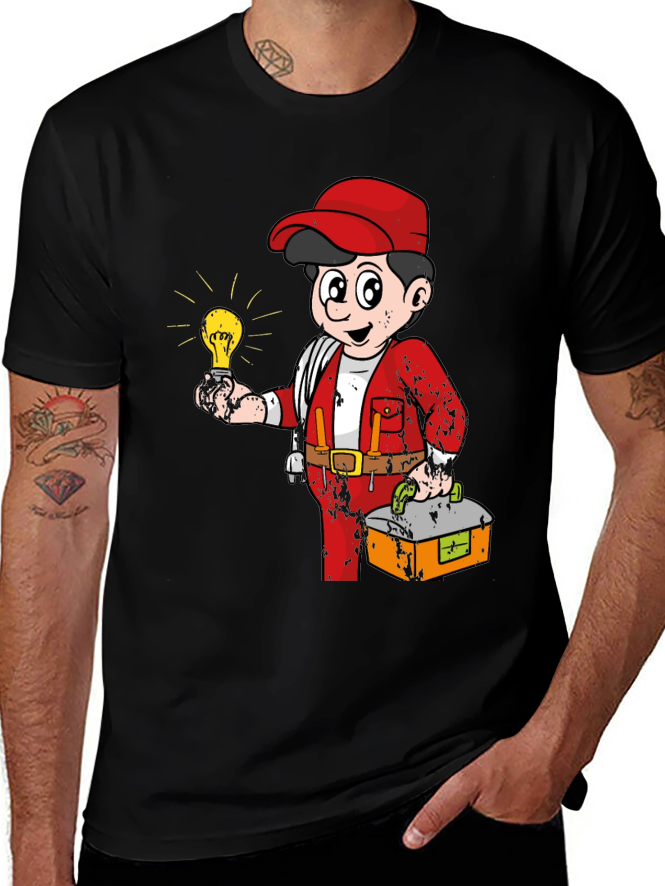 Electrician Cartoon Graphic Tee