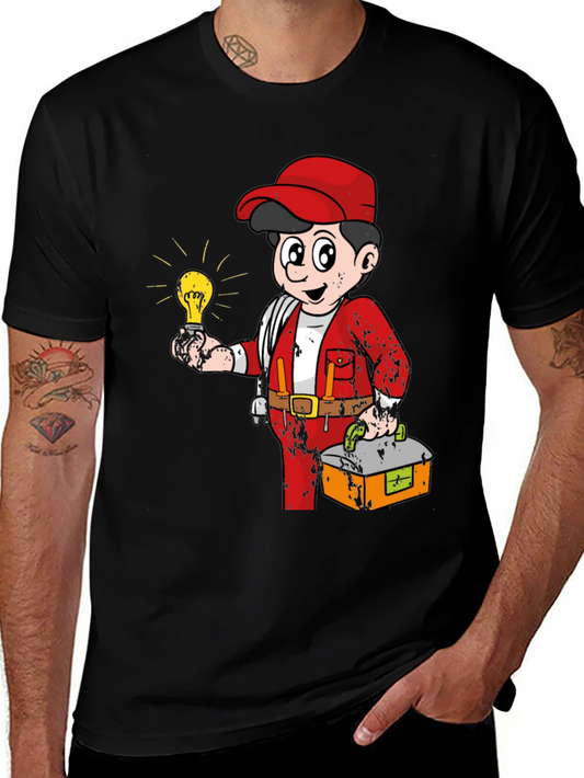 Electrician Cartoon Graphic Tee