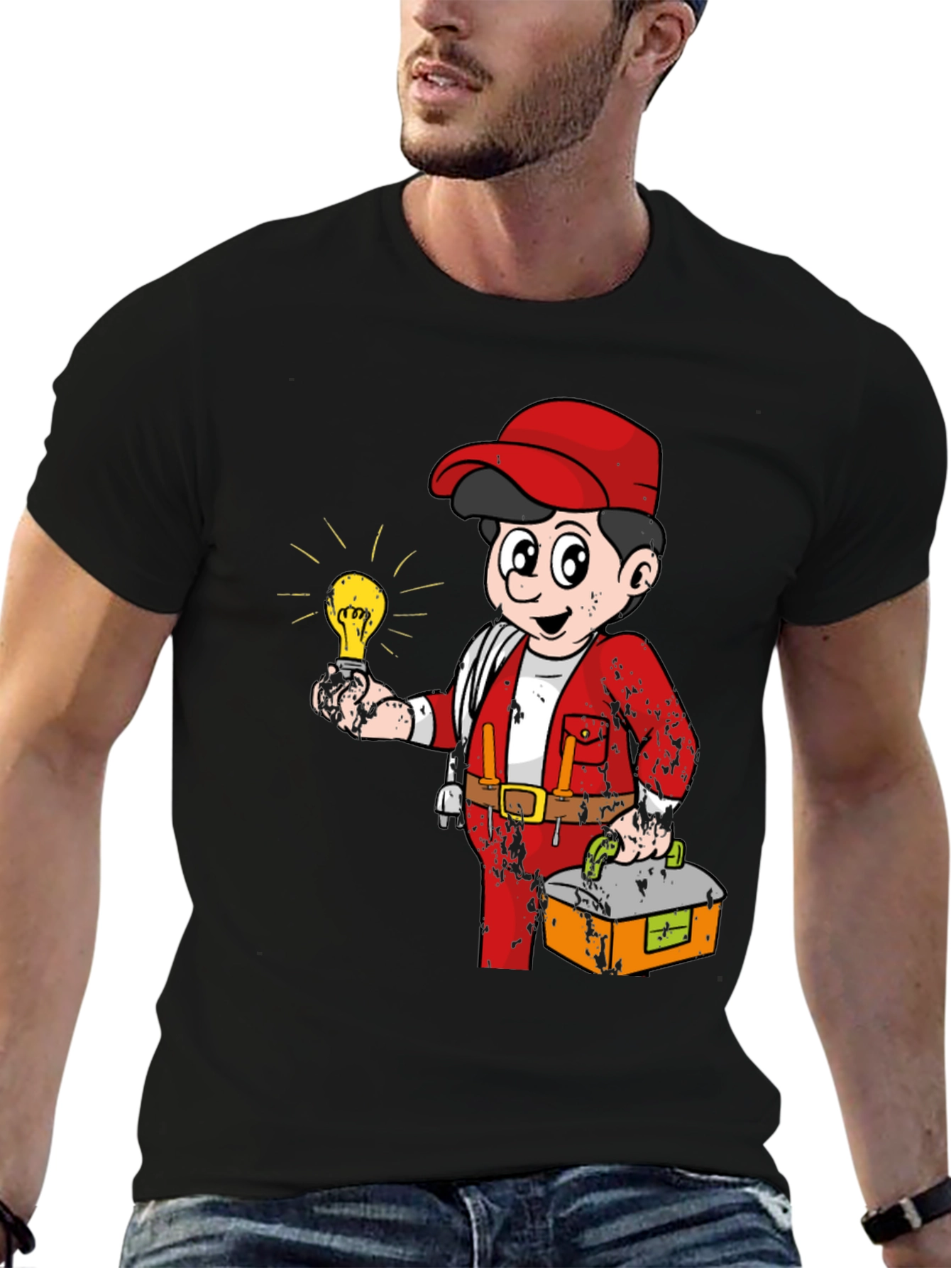 Electrician Cartoon Graphic Tee