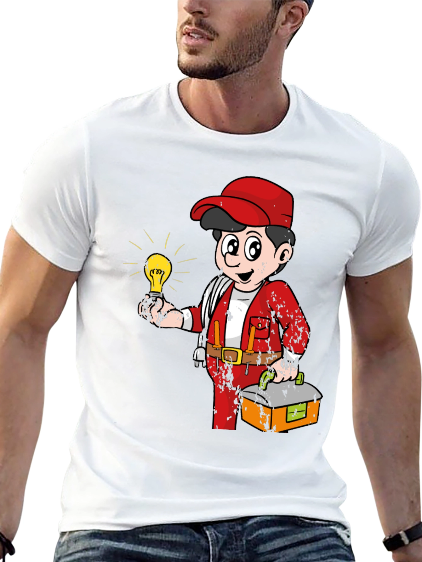 Electrician Cartoon Graphic Tee