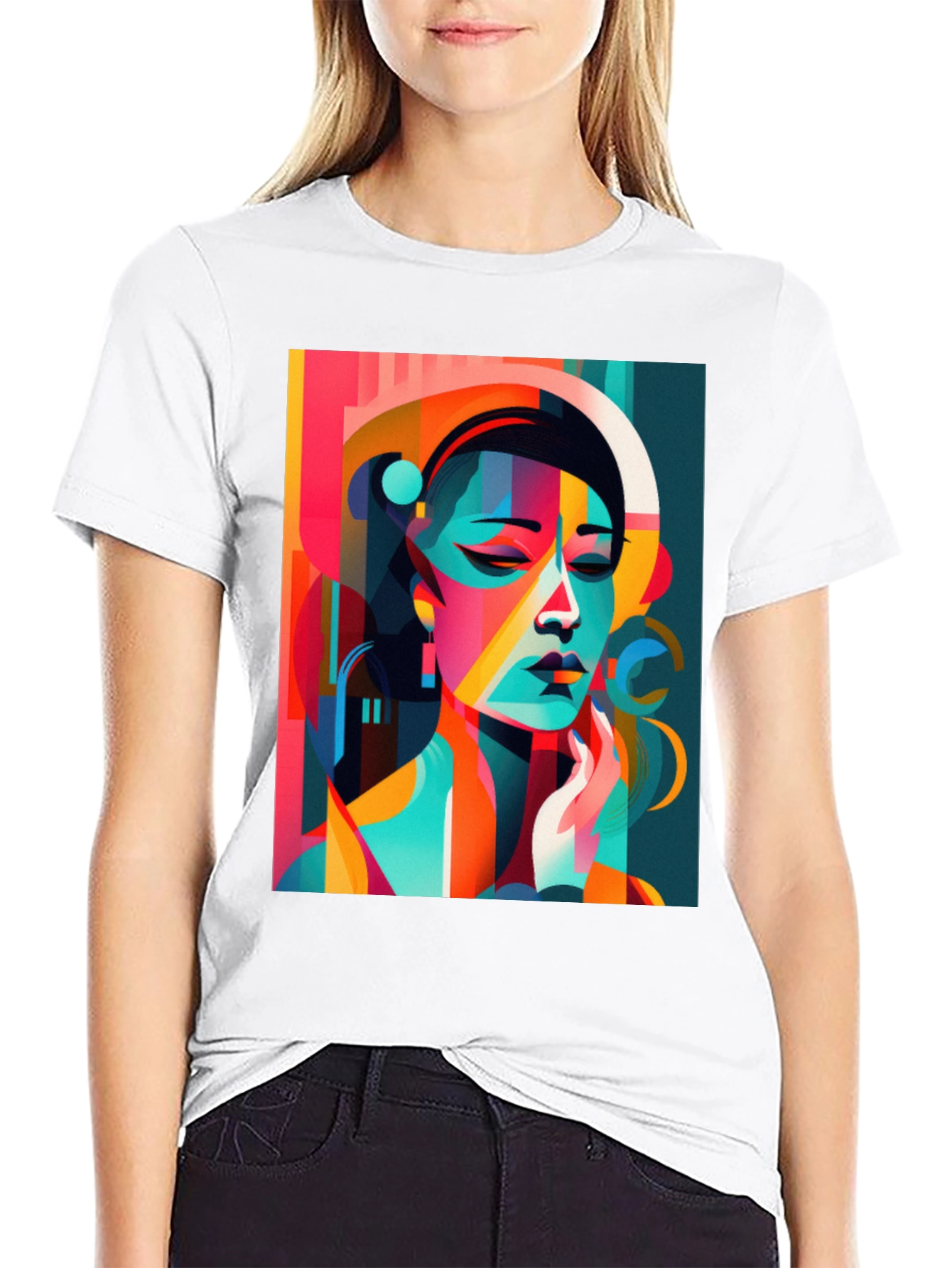 Abstract Geometric Woman Graphic Tee