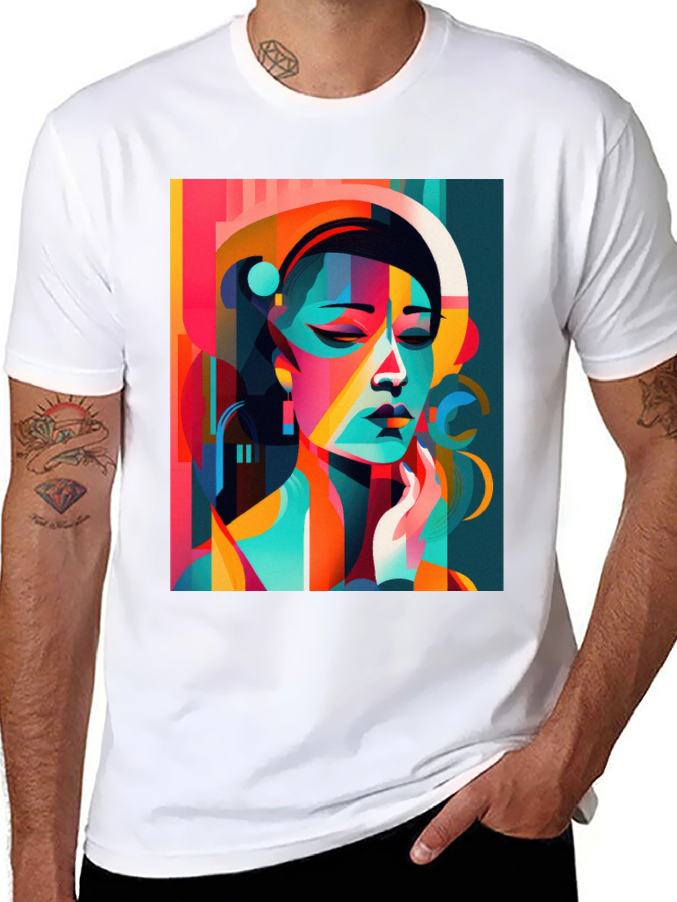 Abstract Geometric Woman Graphic Tee