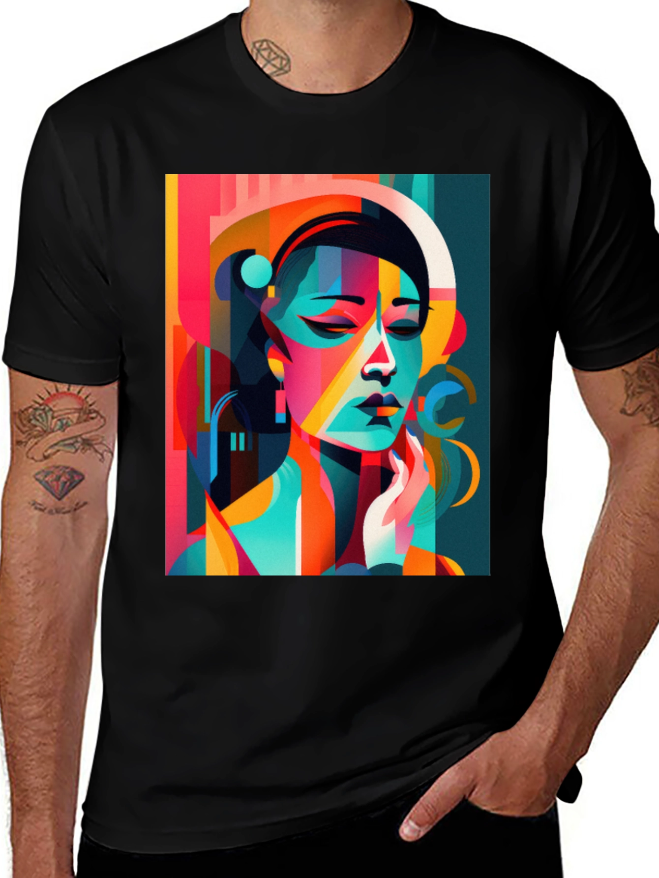 Abstract Geometric Woman Graphic Tee
