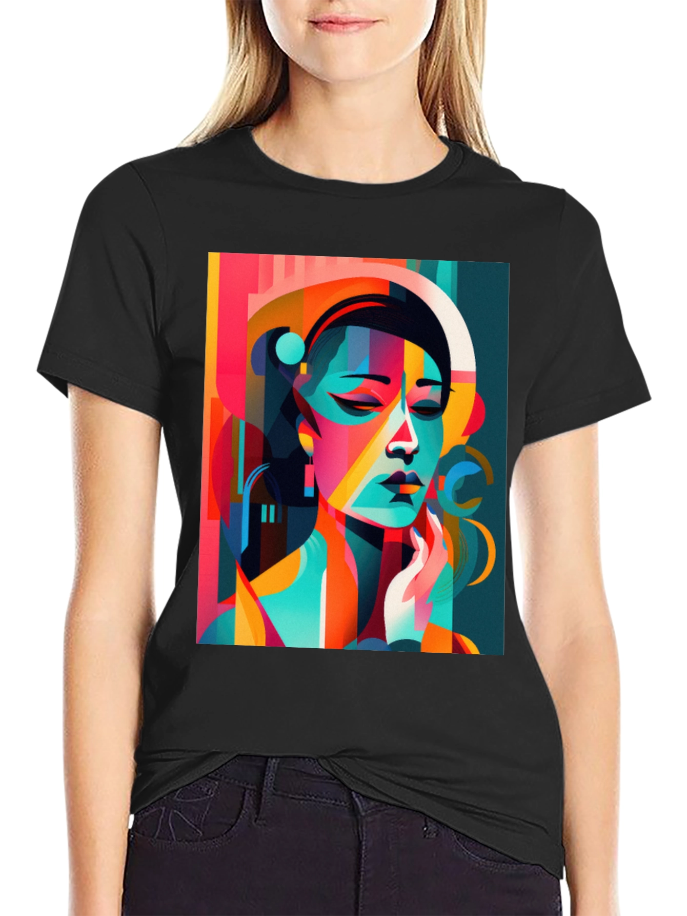 Abstract Geometric Woman Graphic Tee