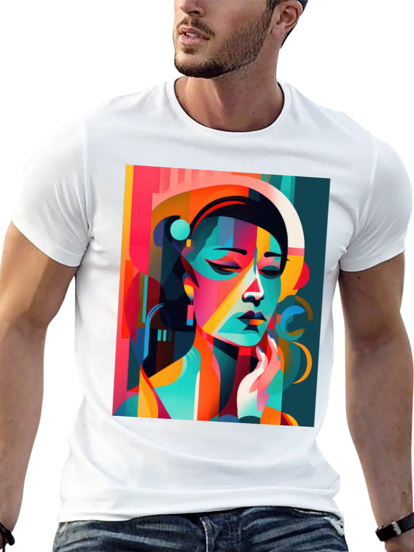 Abstract Geometric Woman Graphic Tee