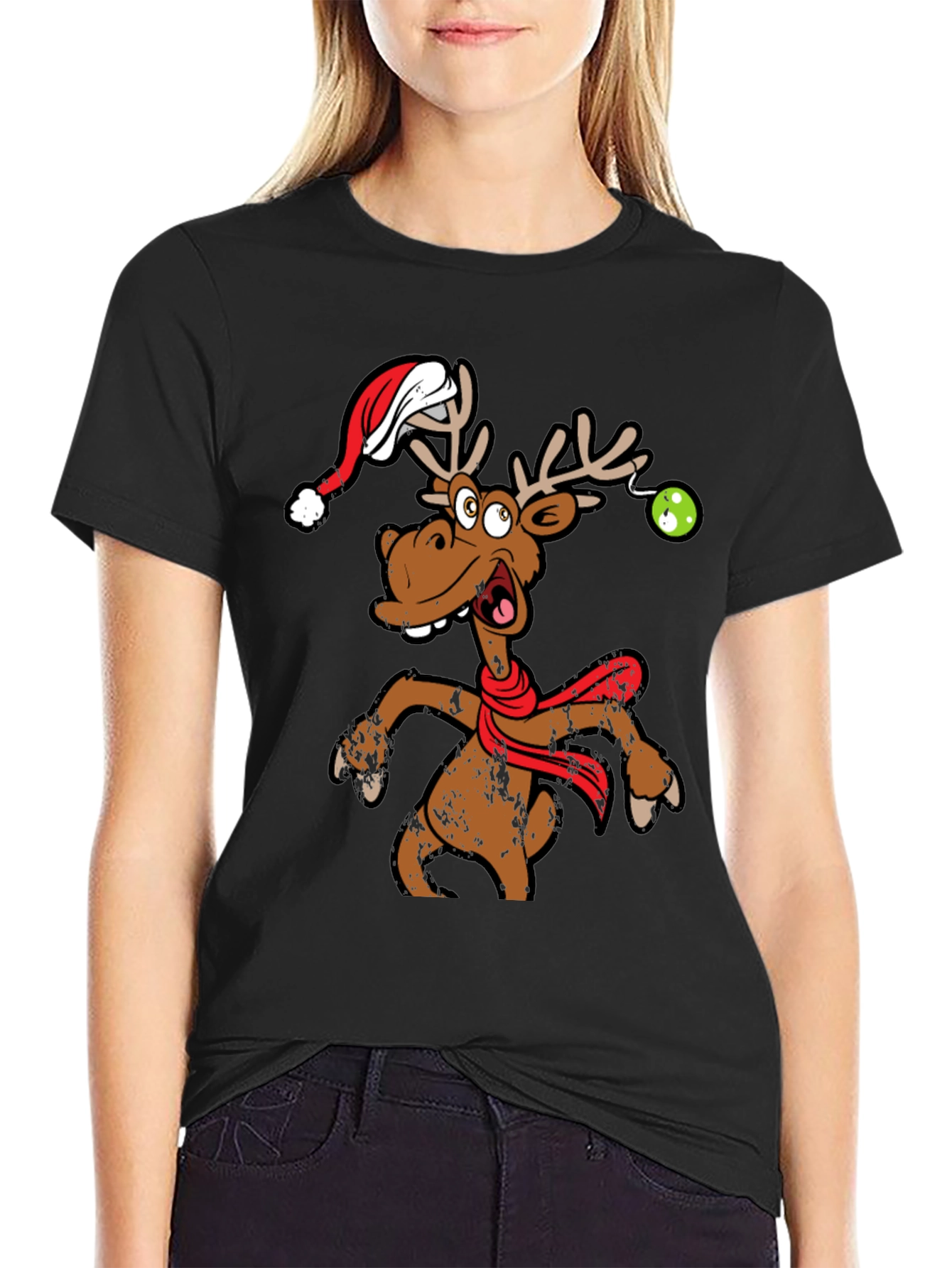 Funny Christmas Reindeer Graphic T-Shirt