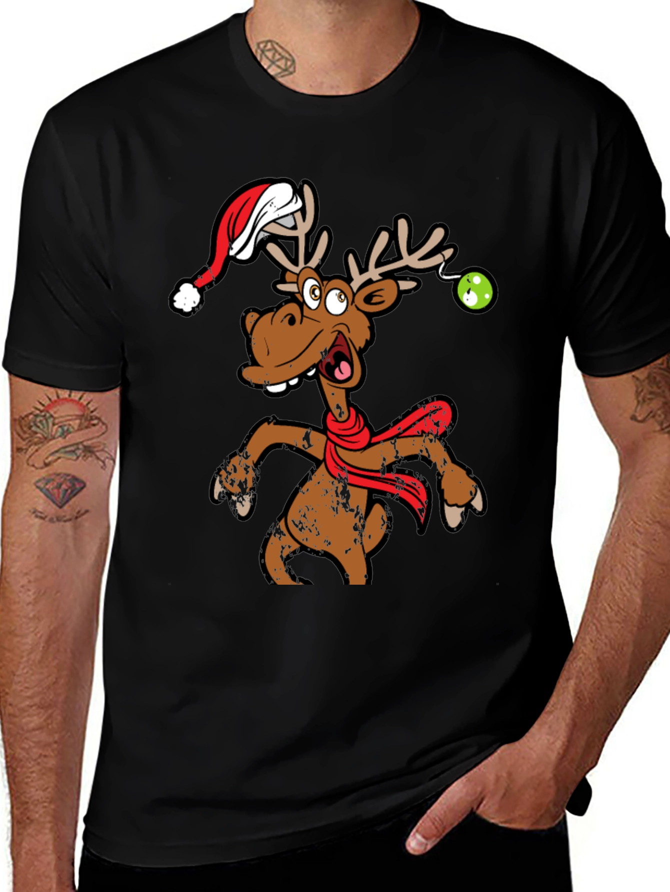 Funny Christmas Reindeer Graphic T-Shirt