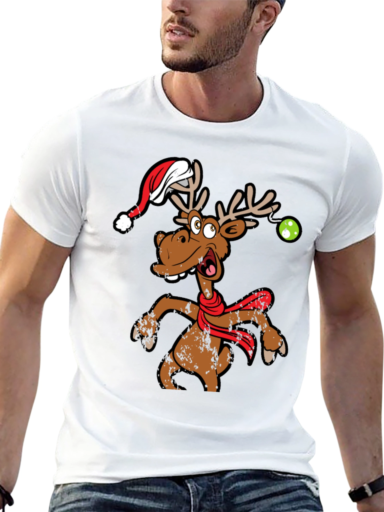 Funny Christmas Reindeer Graphic T-Shirt