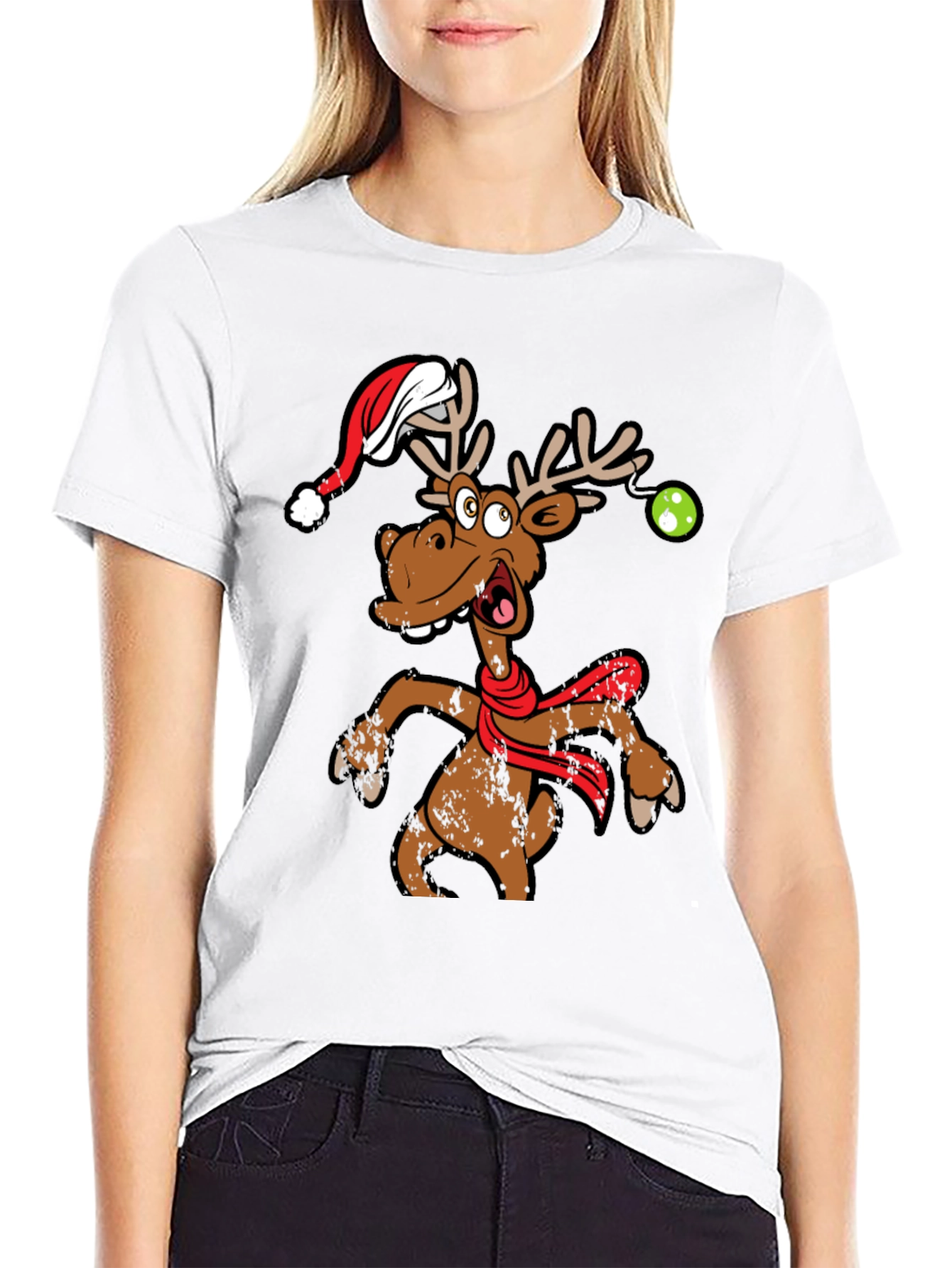 Funny Christmas Reindeer Graphic T-Shirt