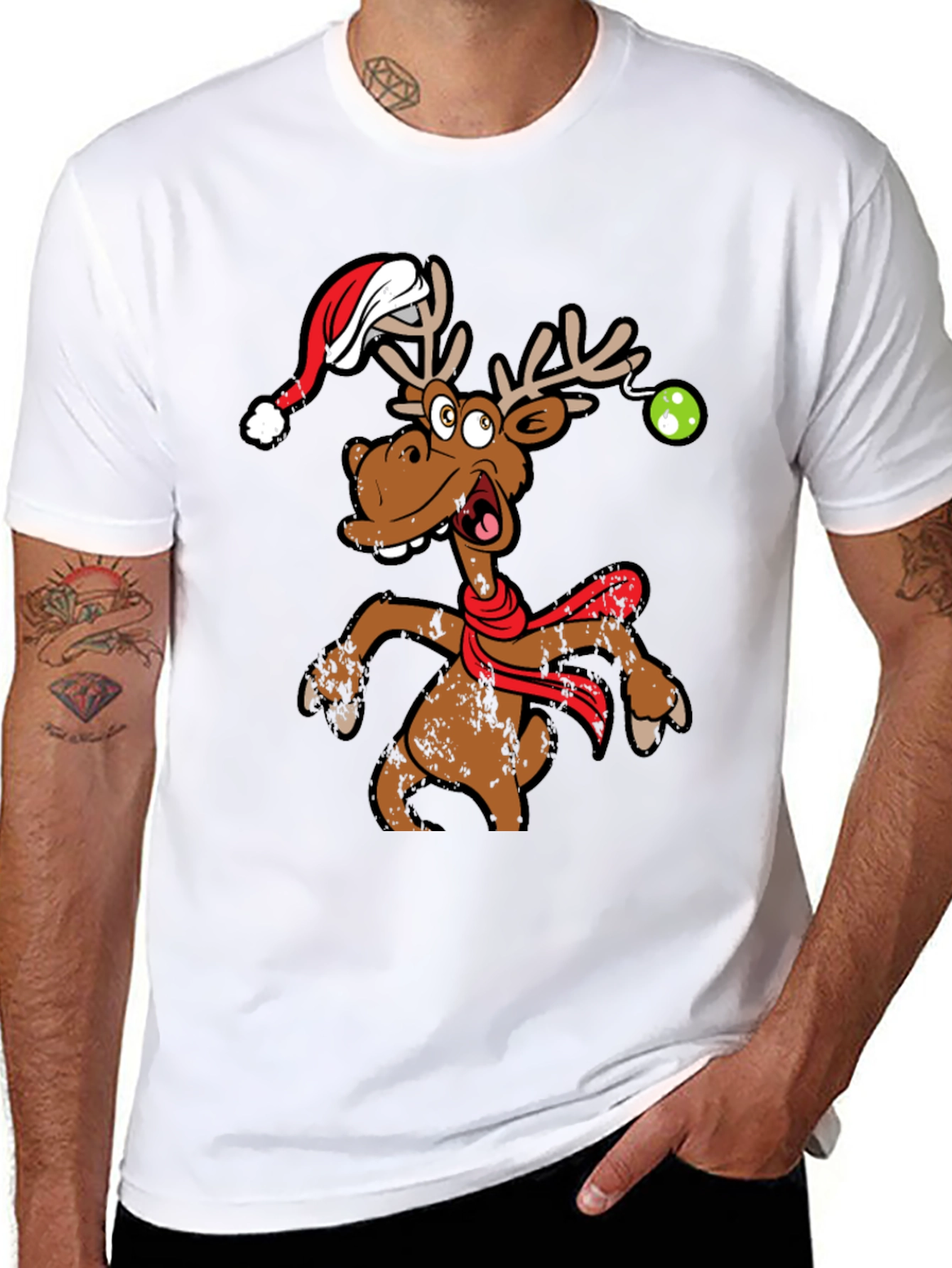 Funny Christmas Reindeer Graphic T-Shirt