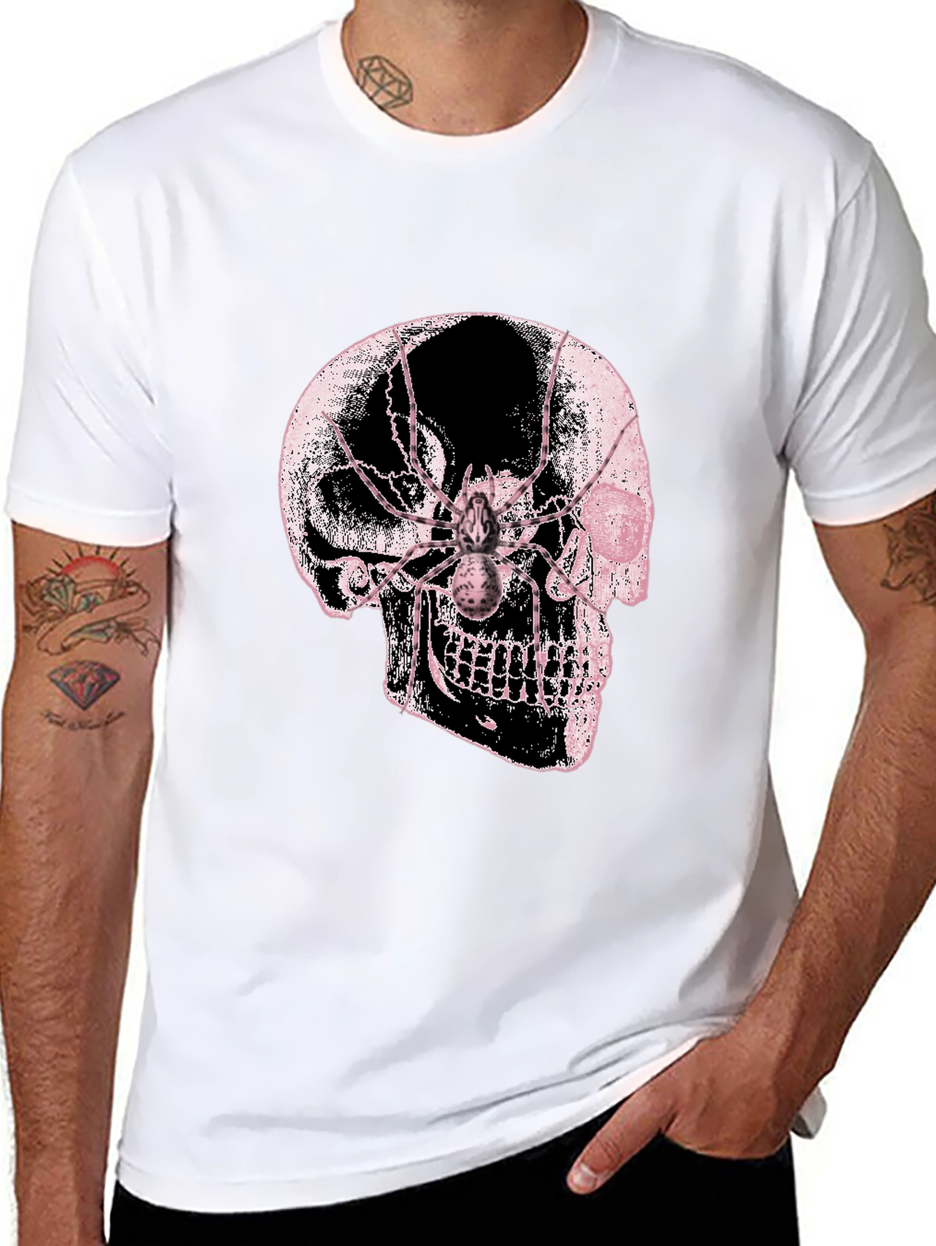 Skull & Spider Graphic Tee - Black Cotton Blend