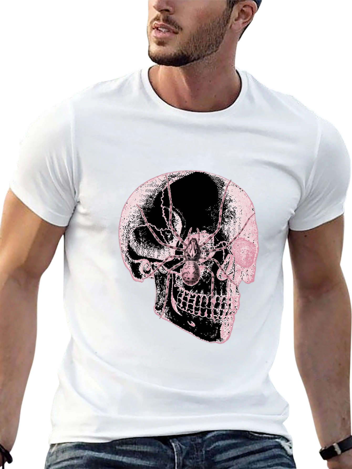 Skull & Spider Graphic Tee - Black Cotton Blend