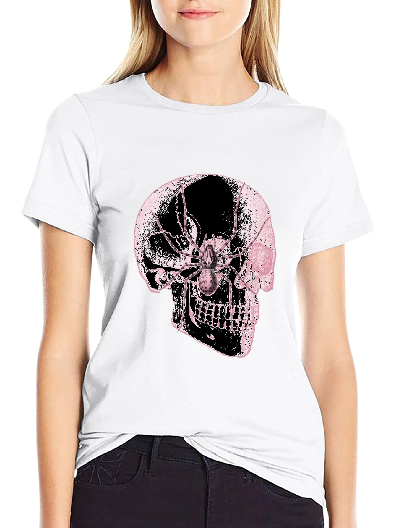 Skull & Spider Graphic Tee - Black Cotton Blend
