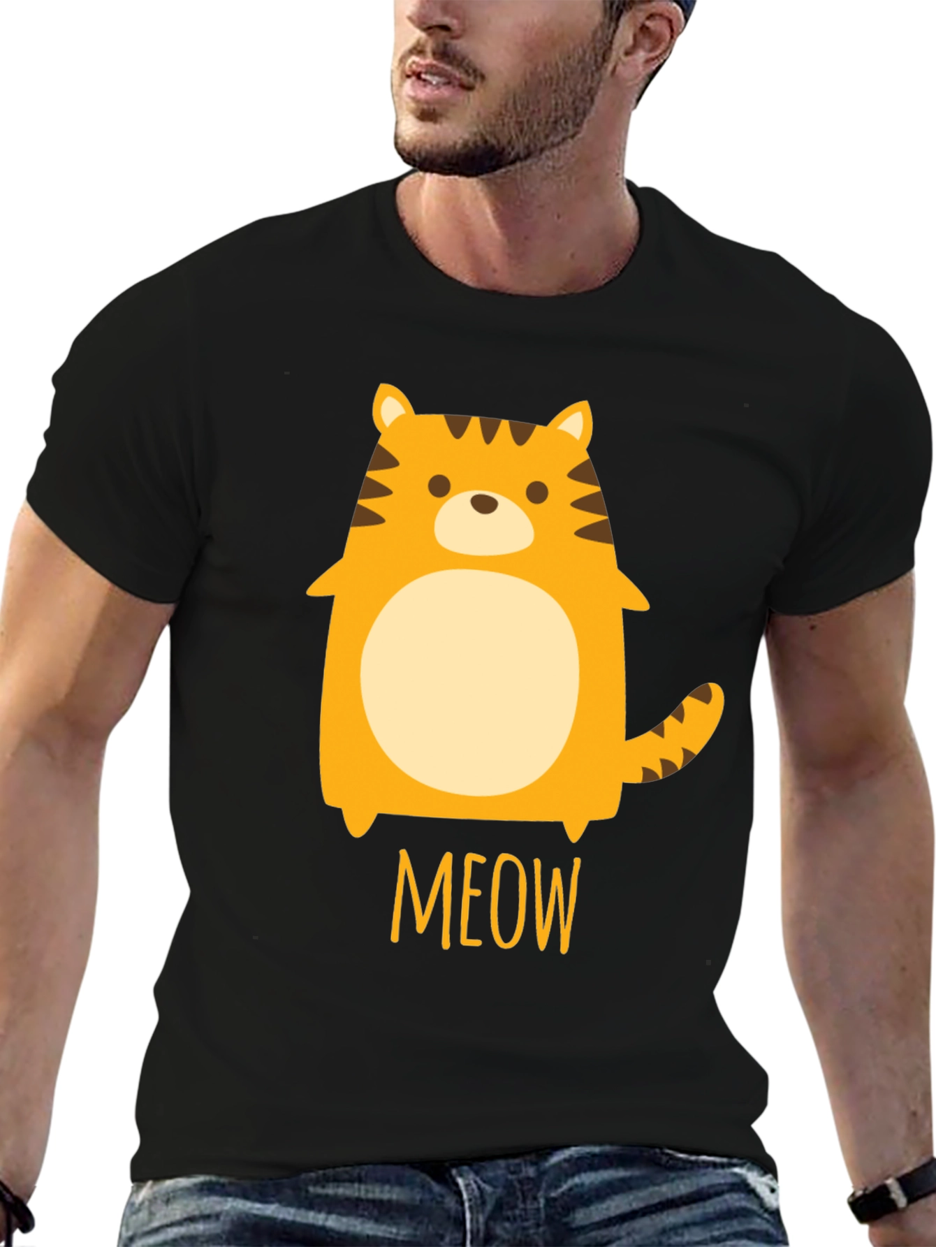 Cute Cartoon Tiger Meow Graphic T-Shirt