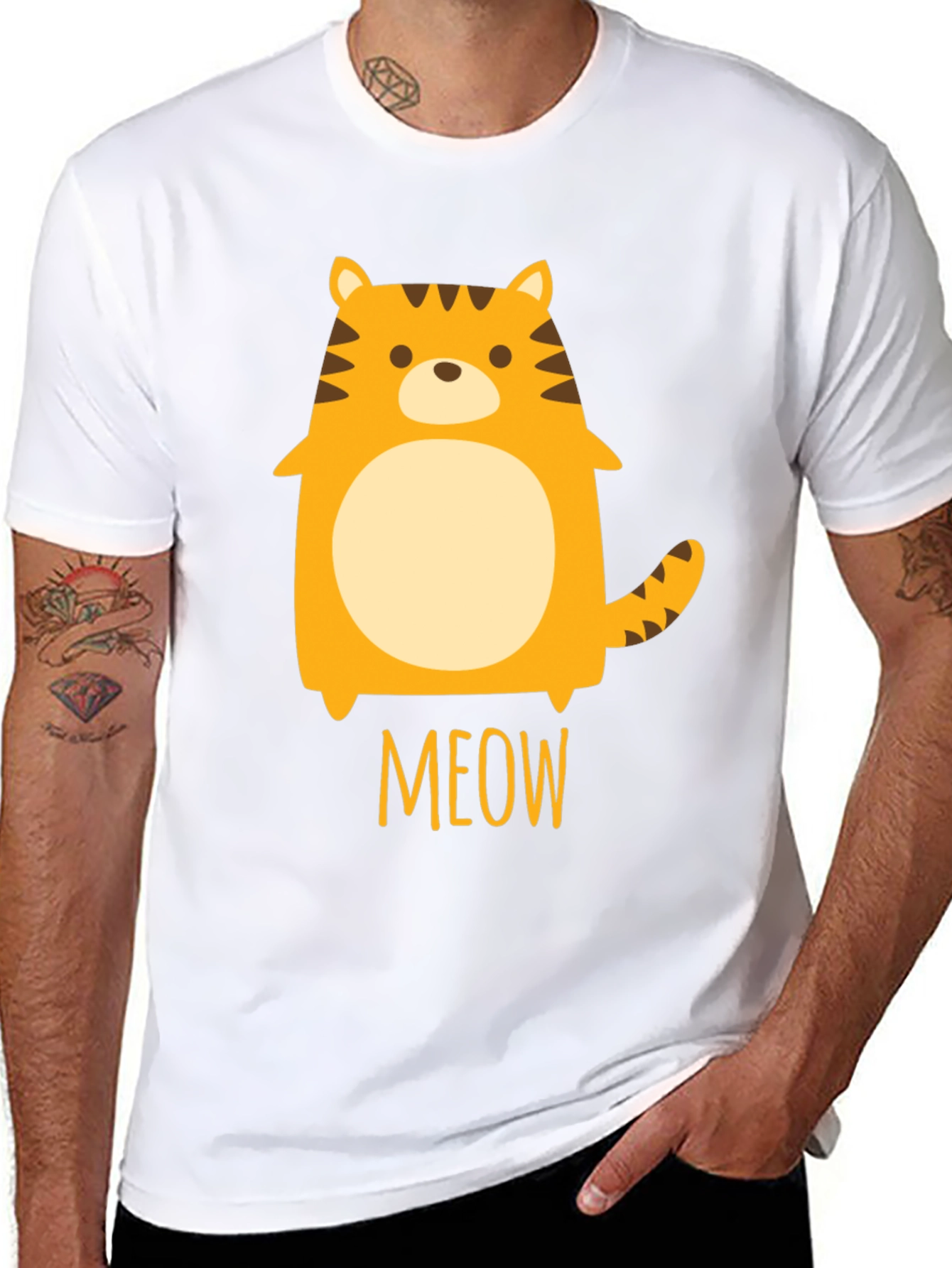 Cute Cartoon Tiger Meow Graphic T-Shirt