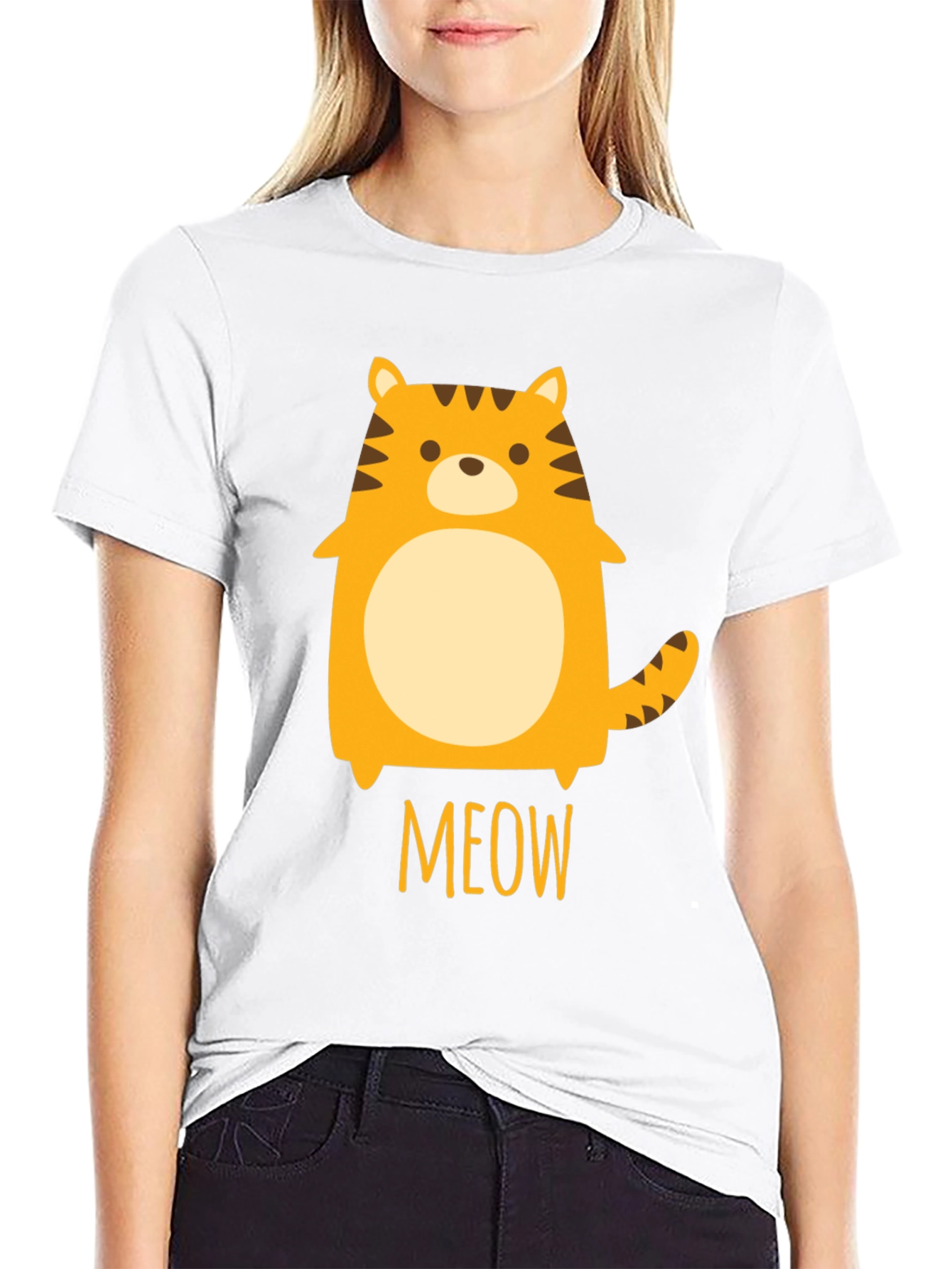 Cute Cartoon Tiger Meow Graphic T-Shirt