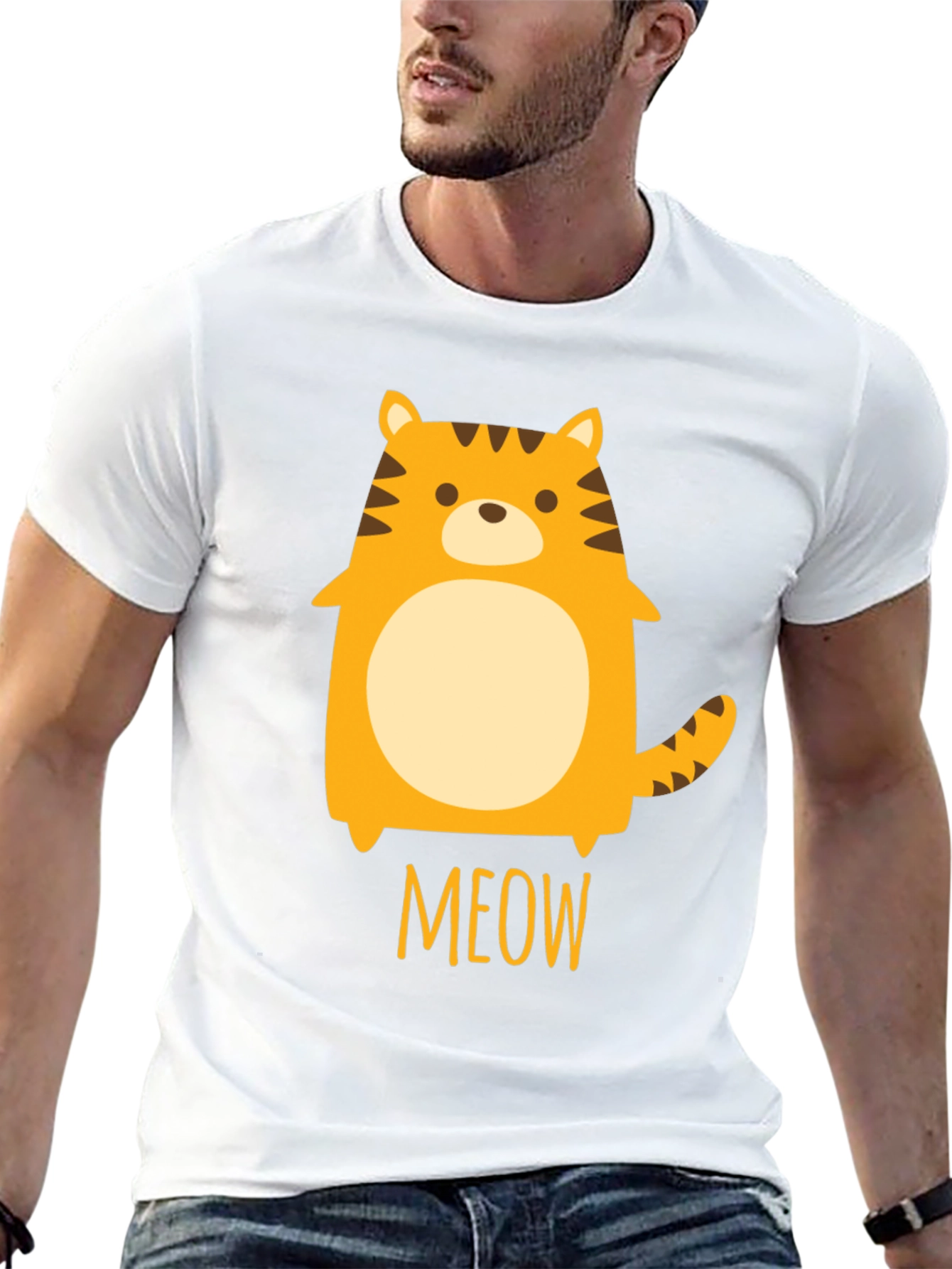 Cute Cartoon Tiger Meow Graphic T-Shirt