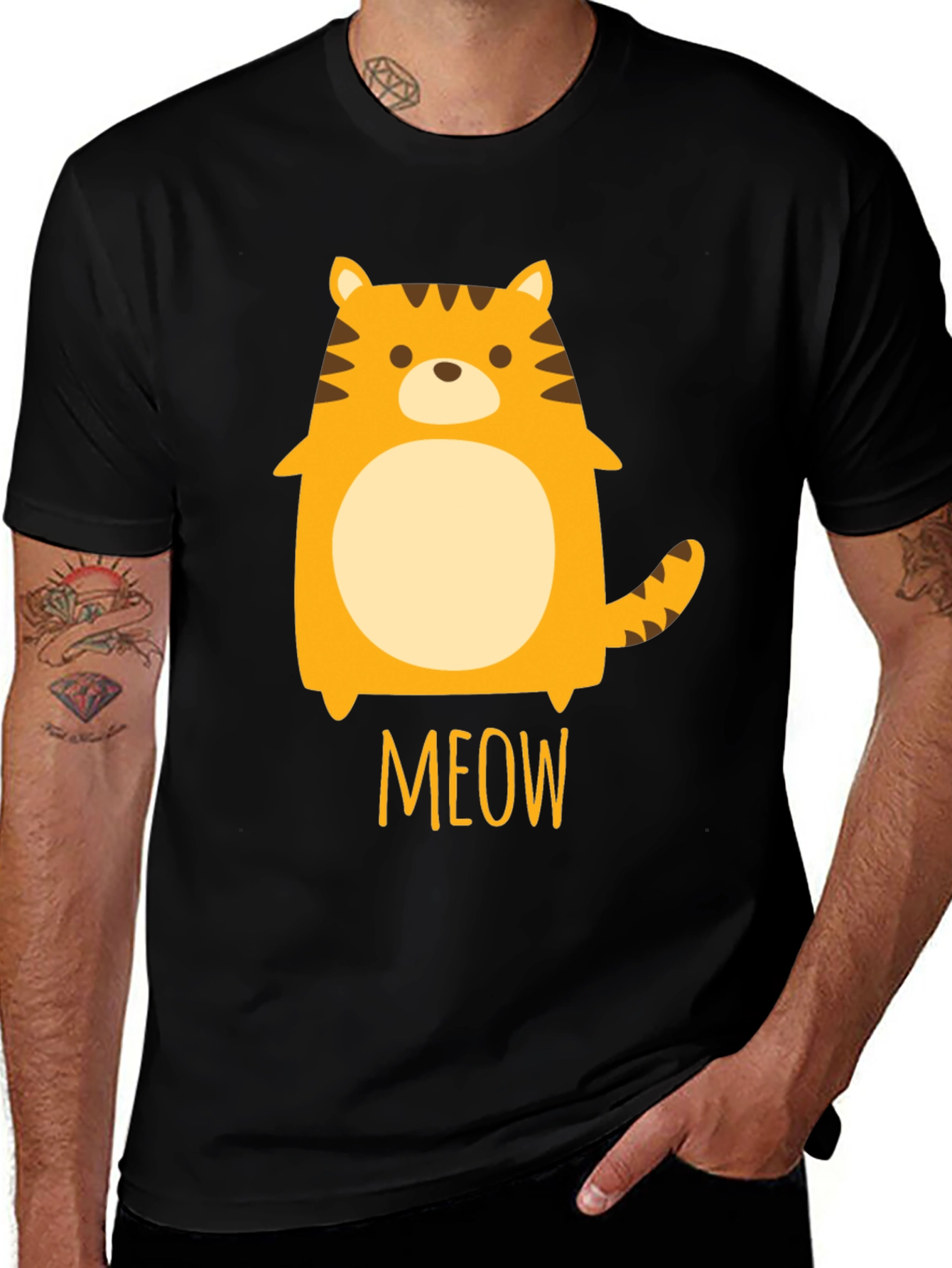 Cute Cartoon Tiger Meow Graphic T-Shirt