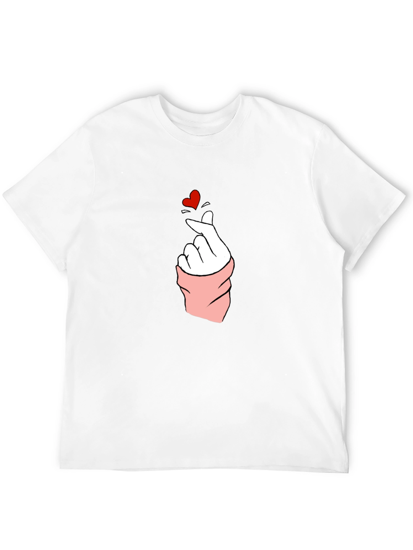 Heart Finger Gesture Black T-Shirt
