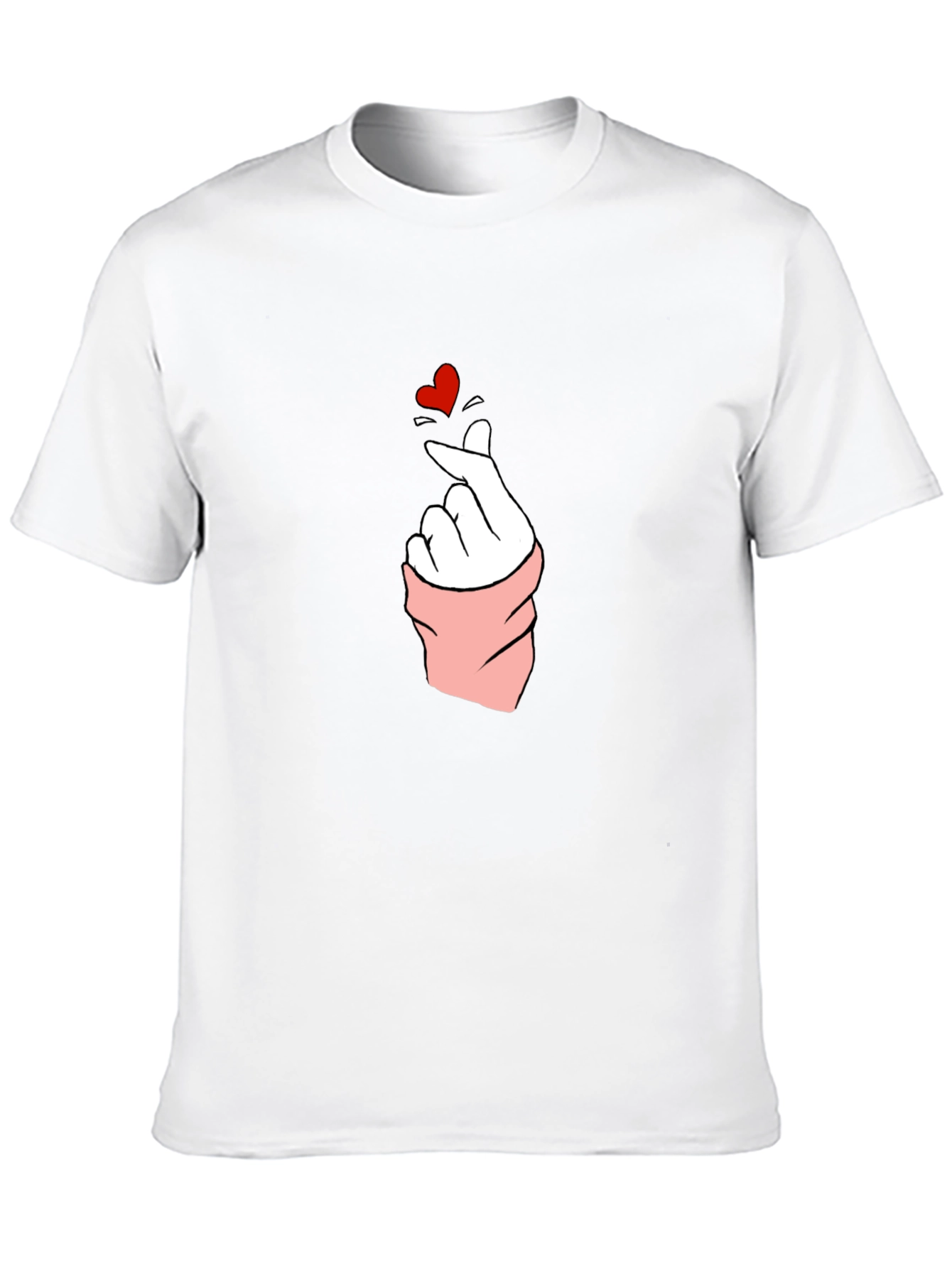 Heart Finger Gesture Black T-Shirt