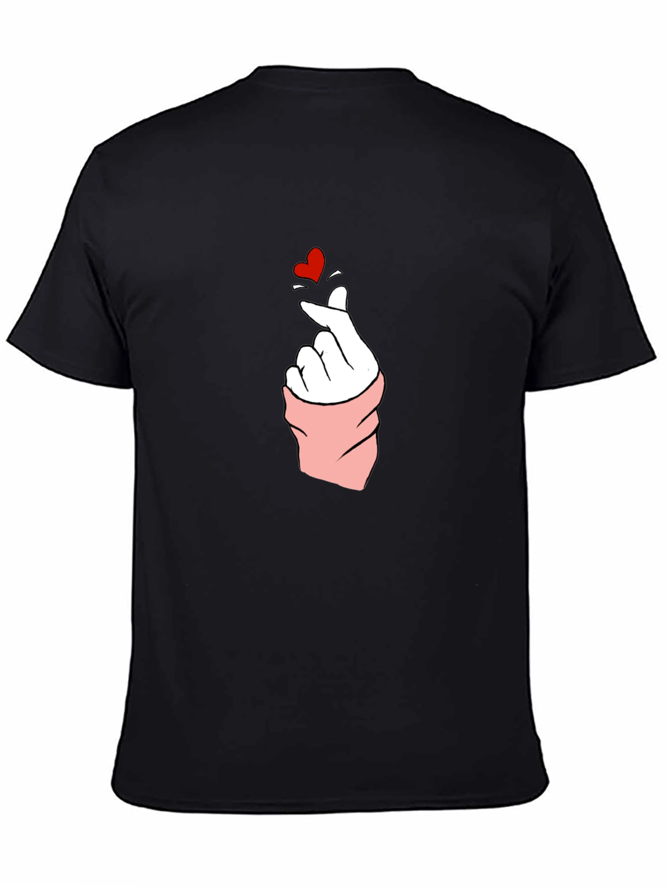 Heart Finger Gesture Black T-Shirt