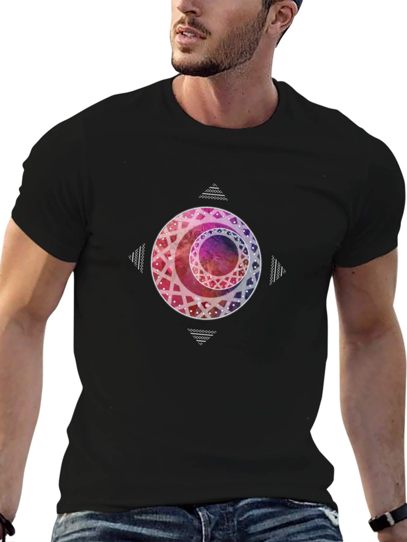 Geometric Circle Graphic Tee - Trendy Casual Wear