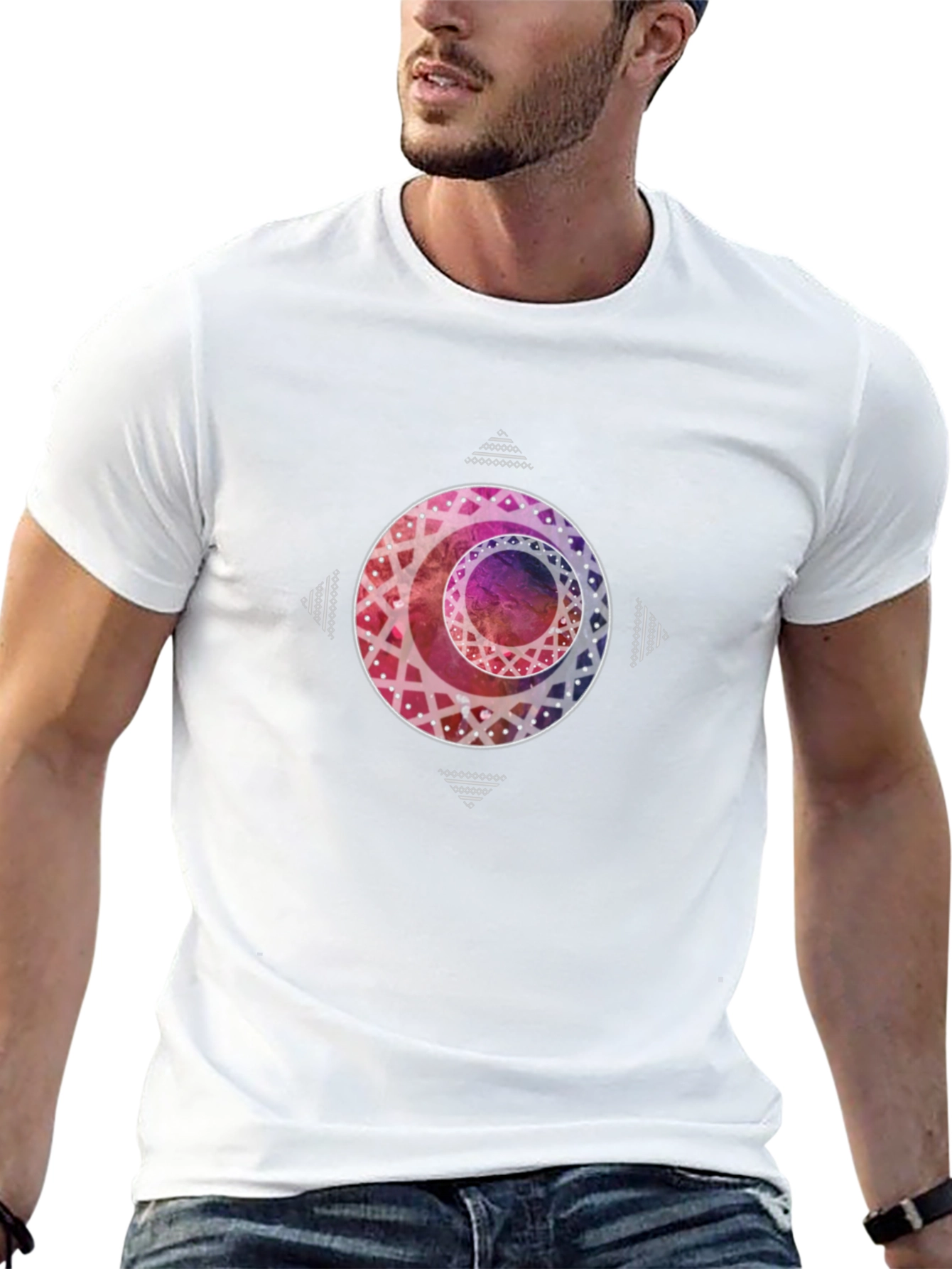 Geometric Circle Graphic Tee - Trendy Casual Wear