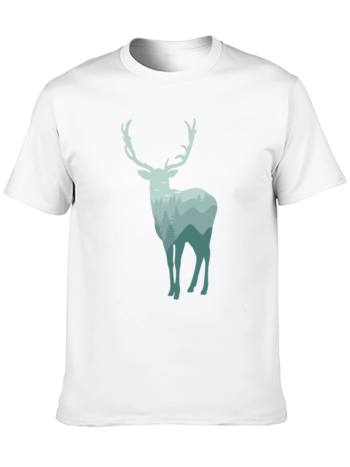 Nature Deer Graphic Tee - Black Cotton Blend