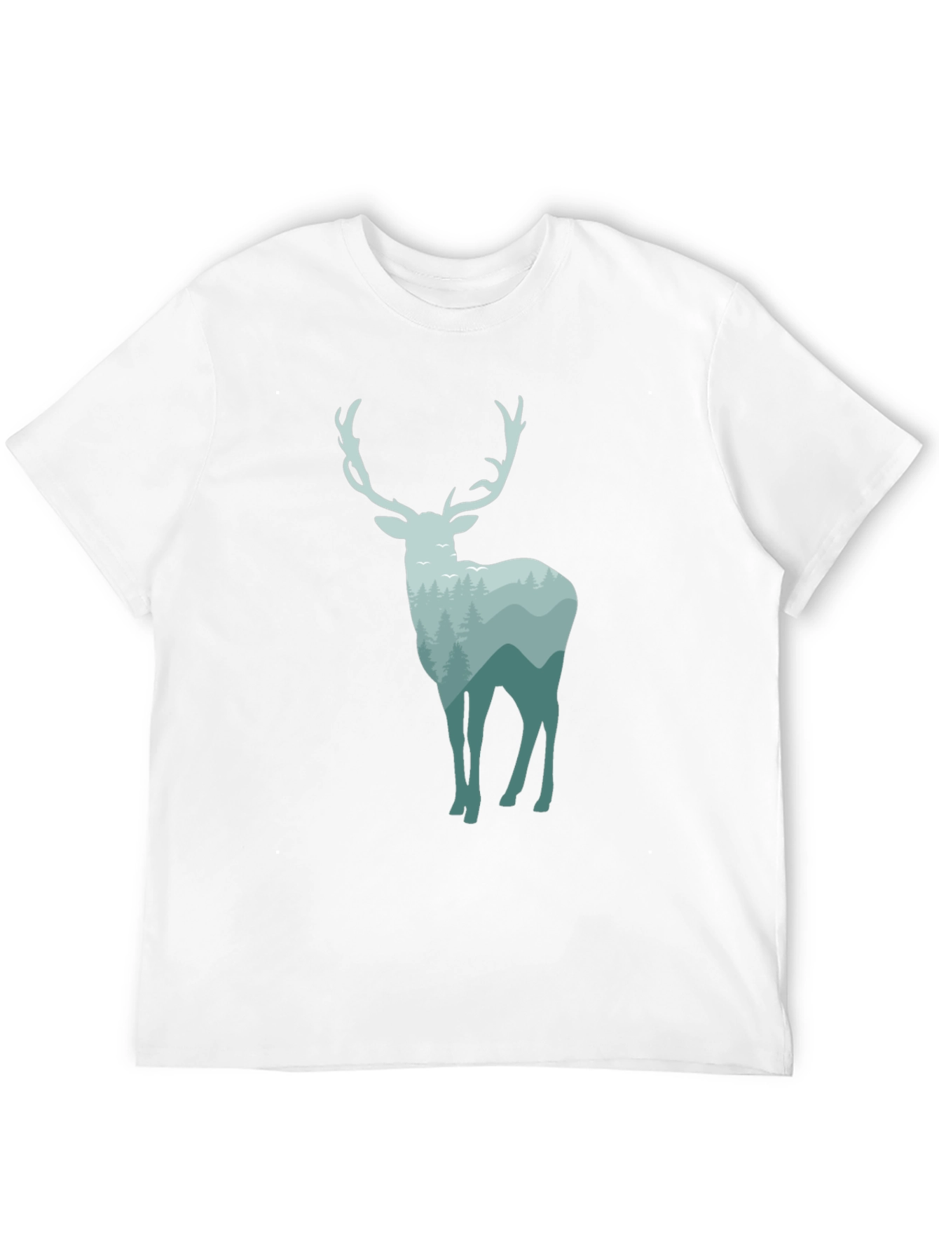 Nature Deer Graphic Tee - Black Cotton Blend