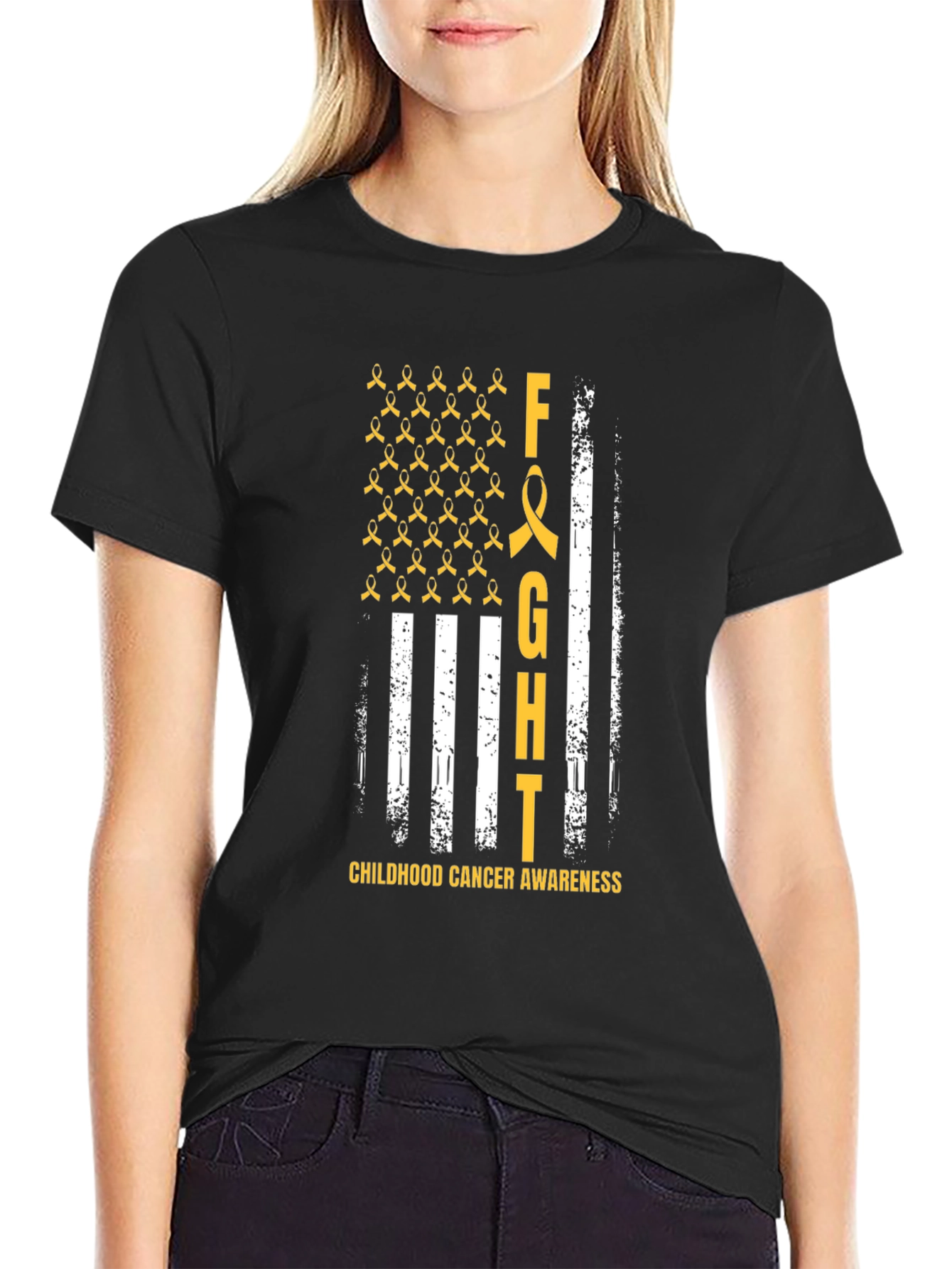 Childhood Cancer Awareness Ribbon Flag T-Shirt